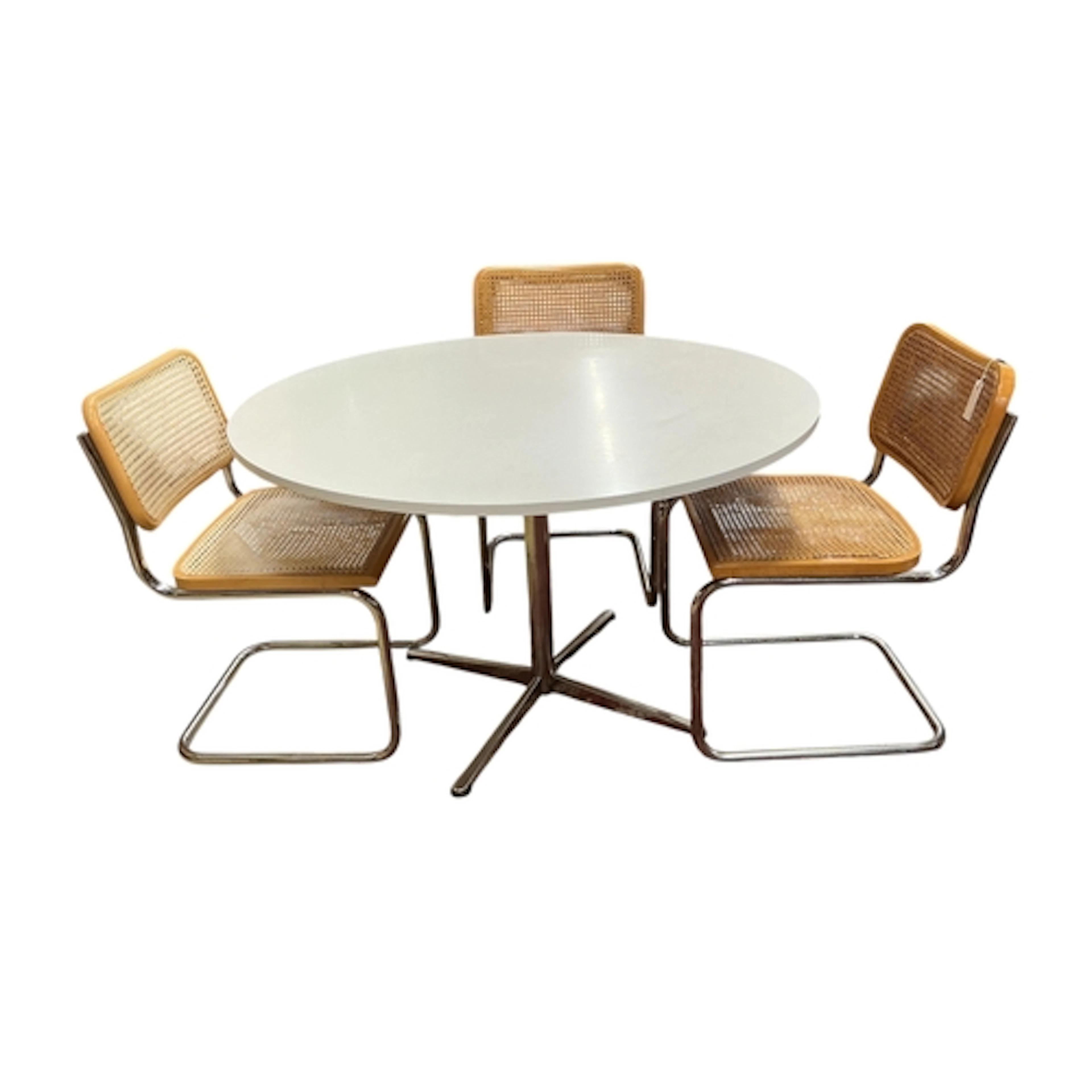 After Marcel Breuer a Cesca style circular table, diameter 1...