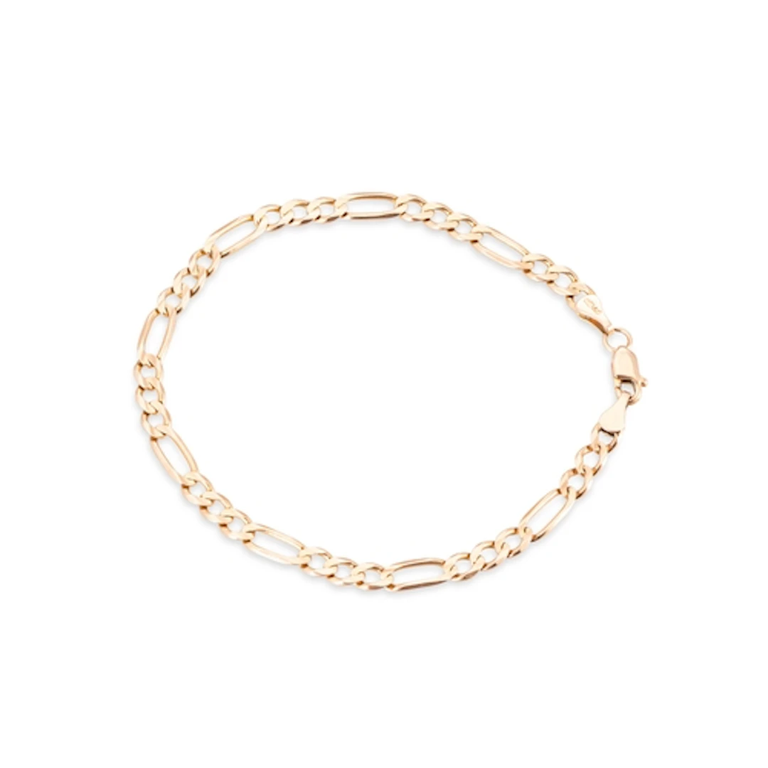 A FIGARO LINK 14CT ROSE GOLD BRACELET, 7.1 g.