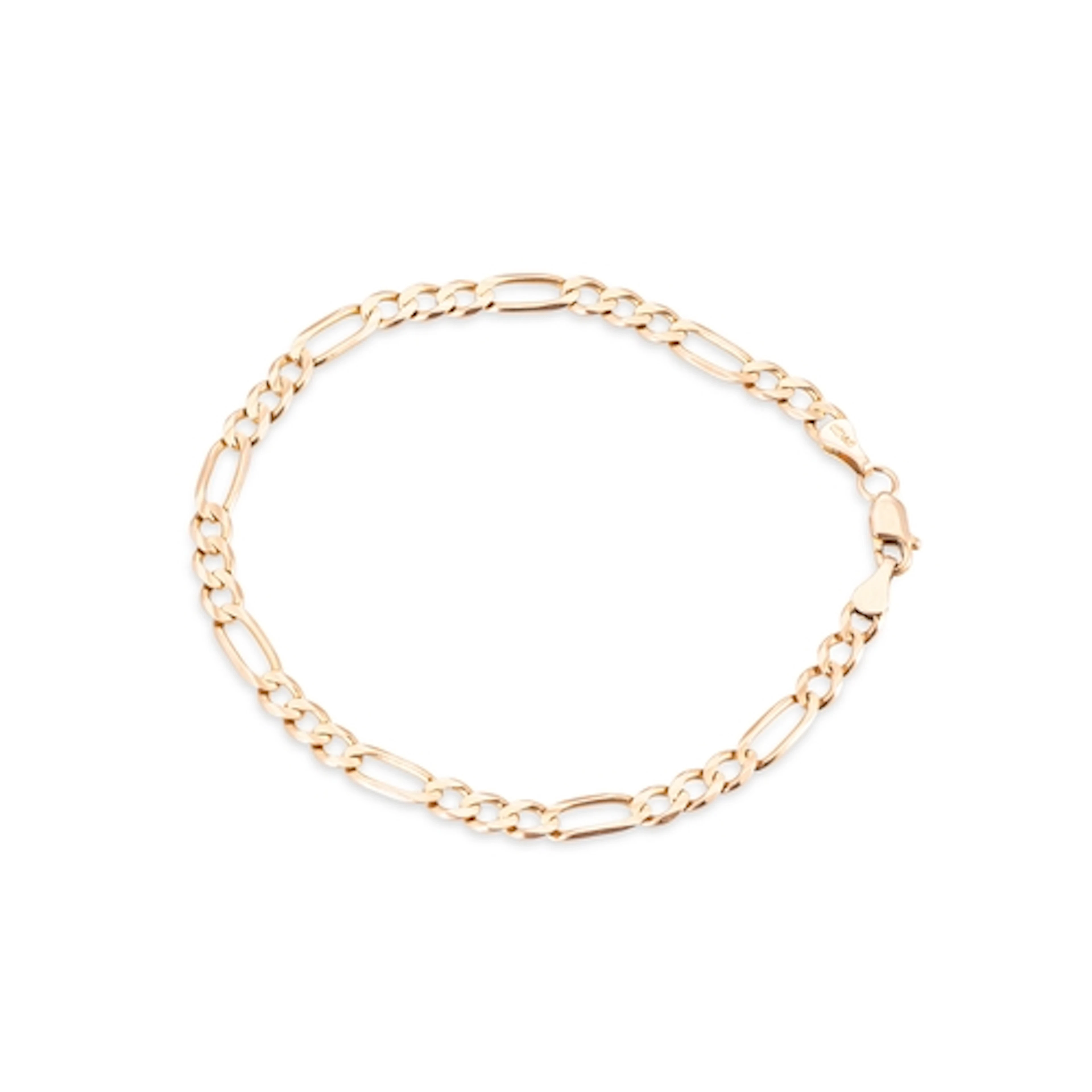 A FIGARO LINK 14CT ROSE GOLD BRACELET, 7.1 g.