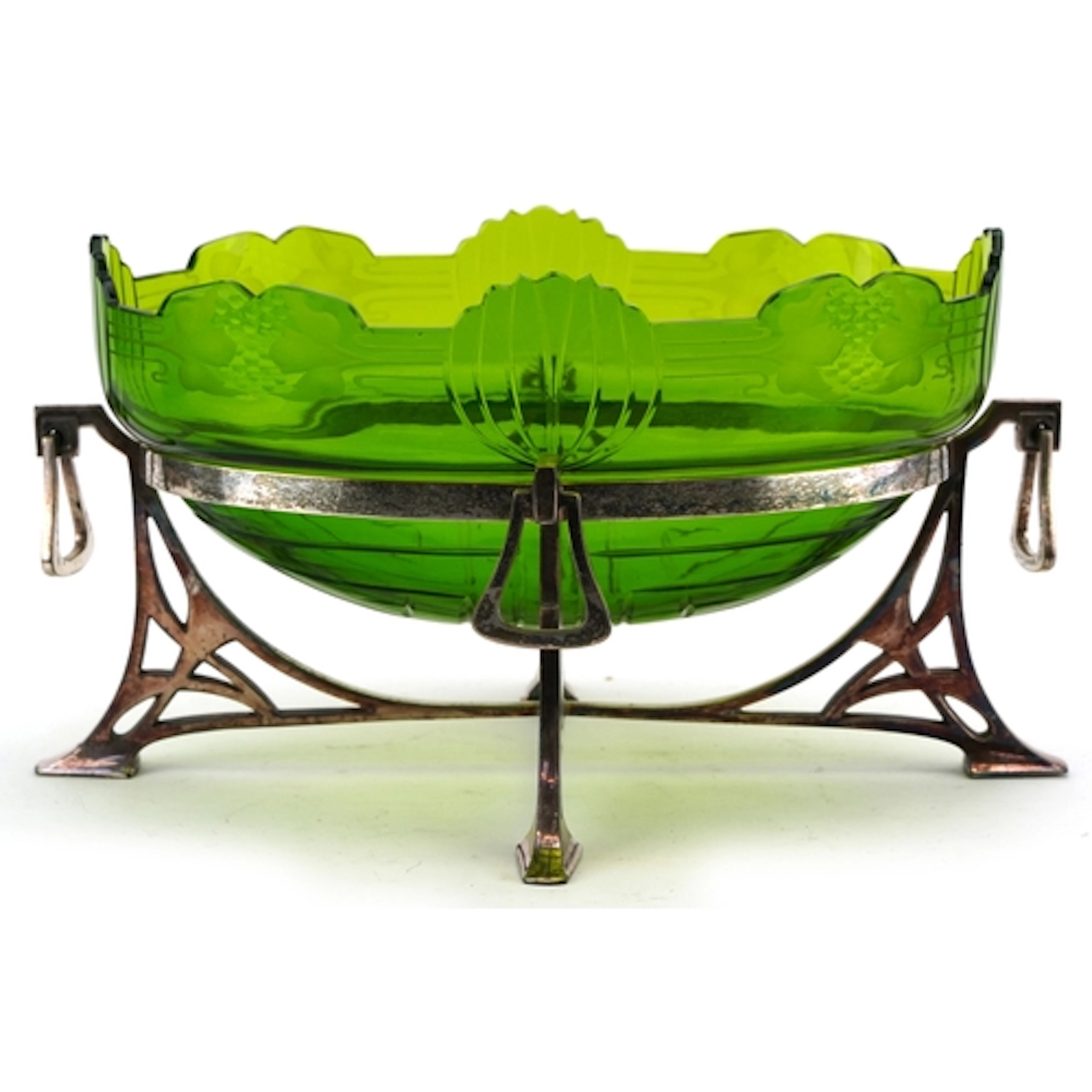 WMF, an Art Nouveau silver plated fruit bowl having four dro...