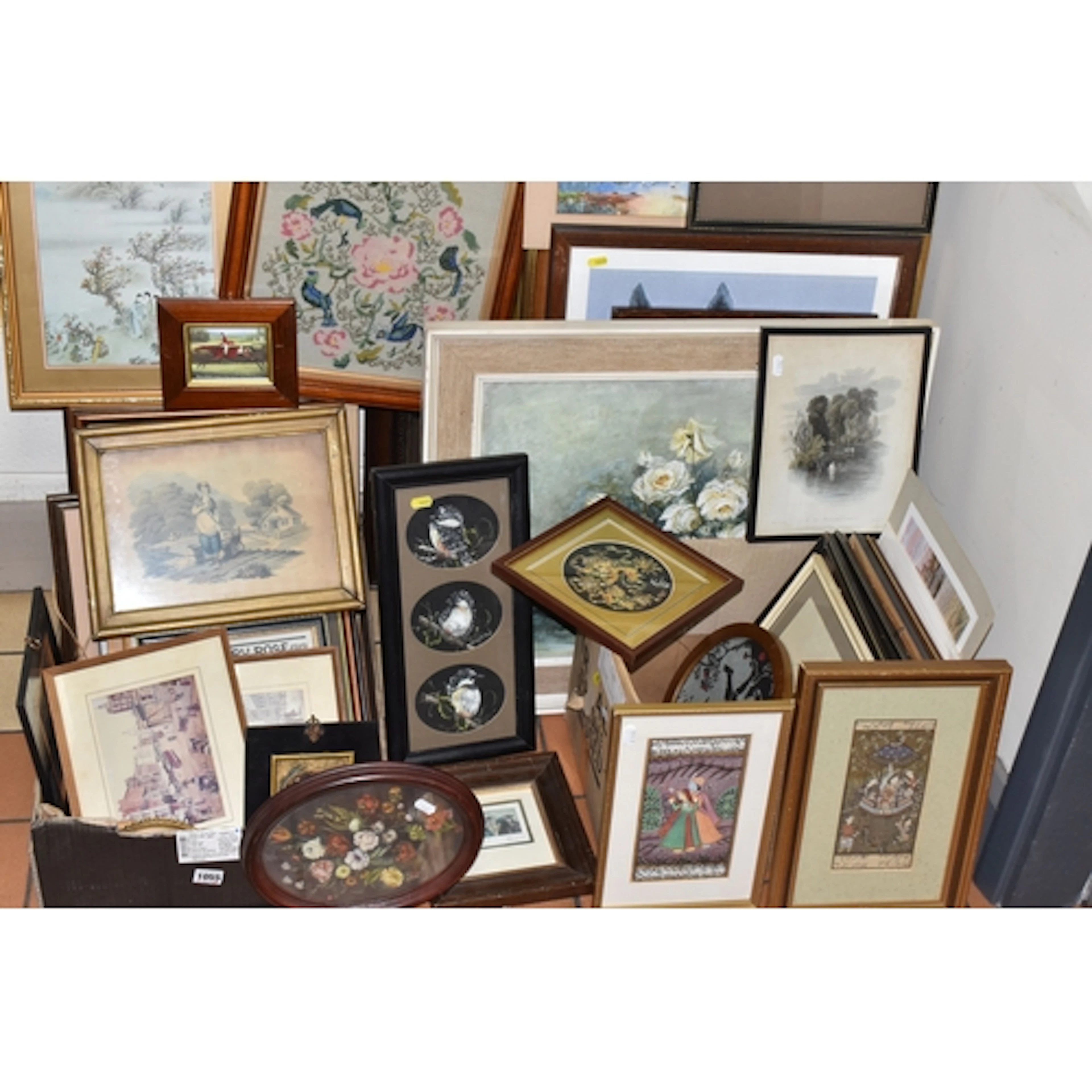 TWO BOXES AND LOOSE PICTURES AND PRINTS, to include nineteen...