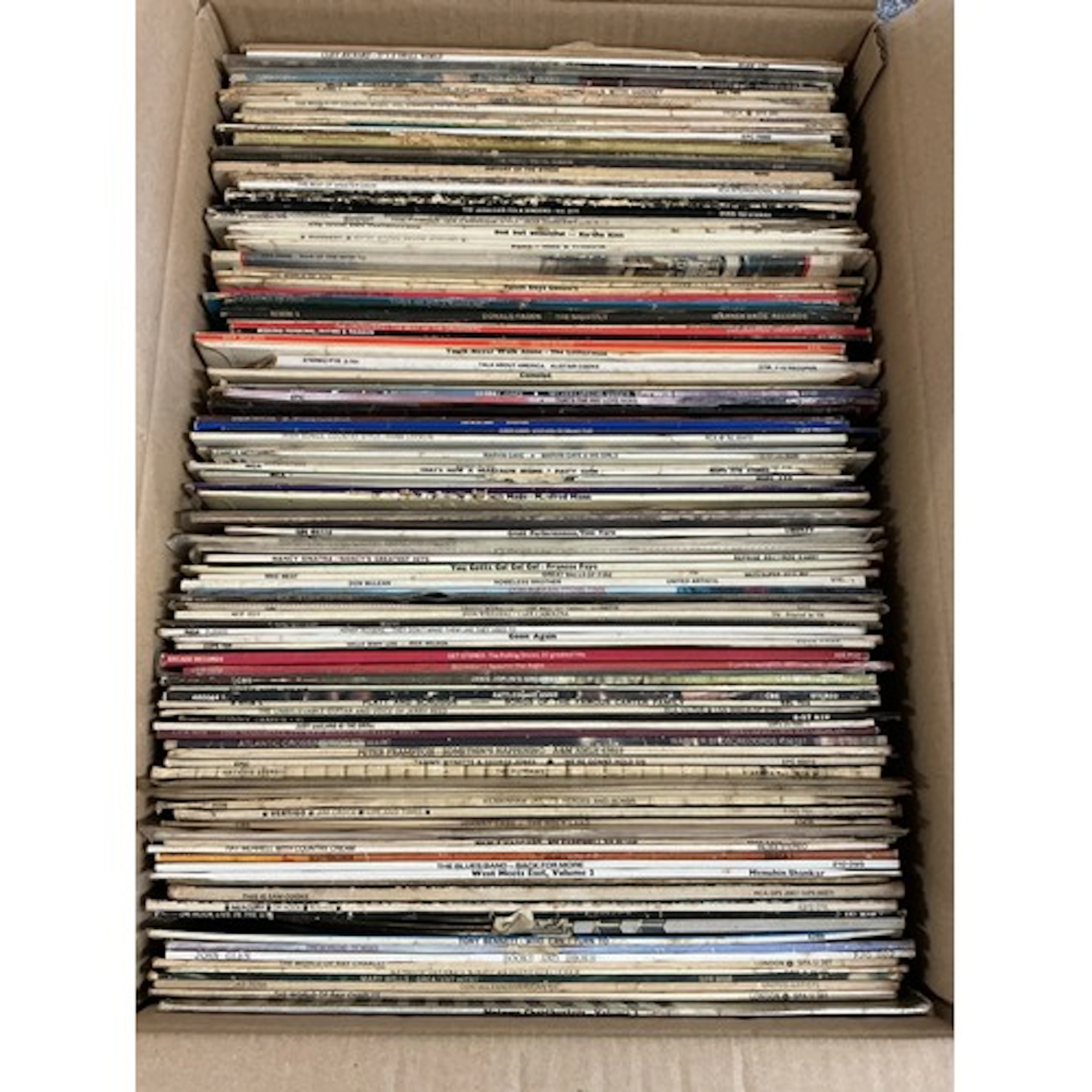 Three boxes of LPs by various artists including Deep Purple,...