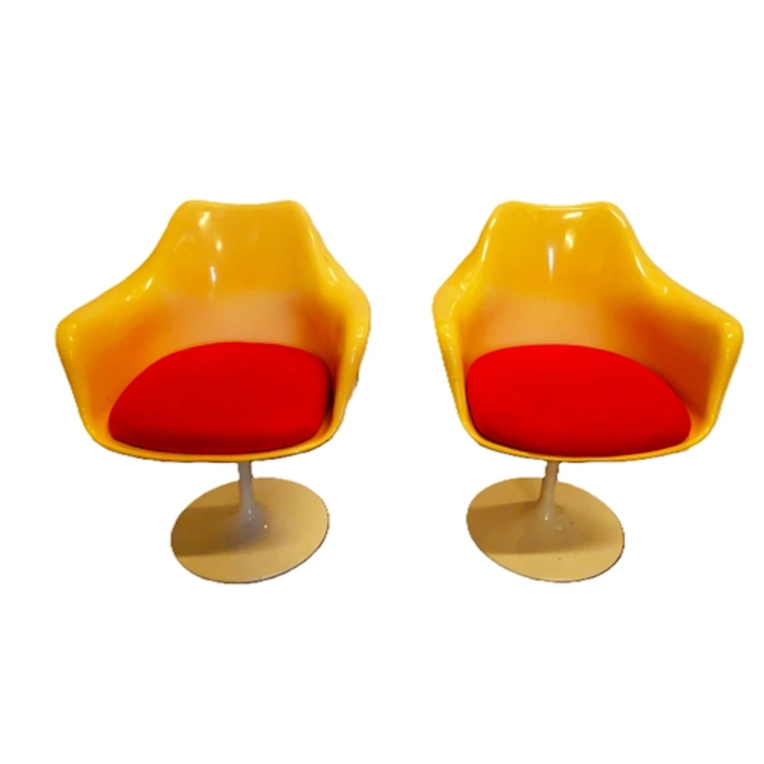 Rudi Verelst, Belgian. Pair of swivel tulip armchairs on cir...