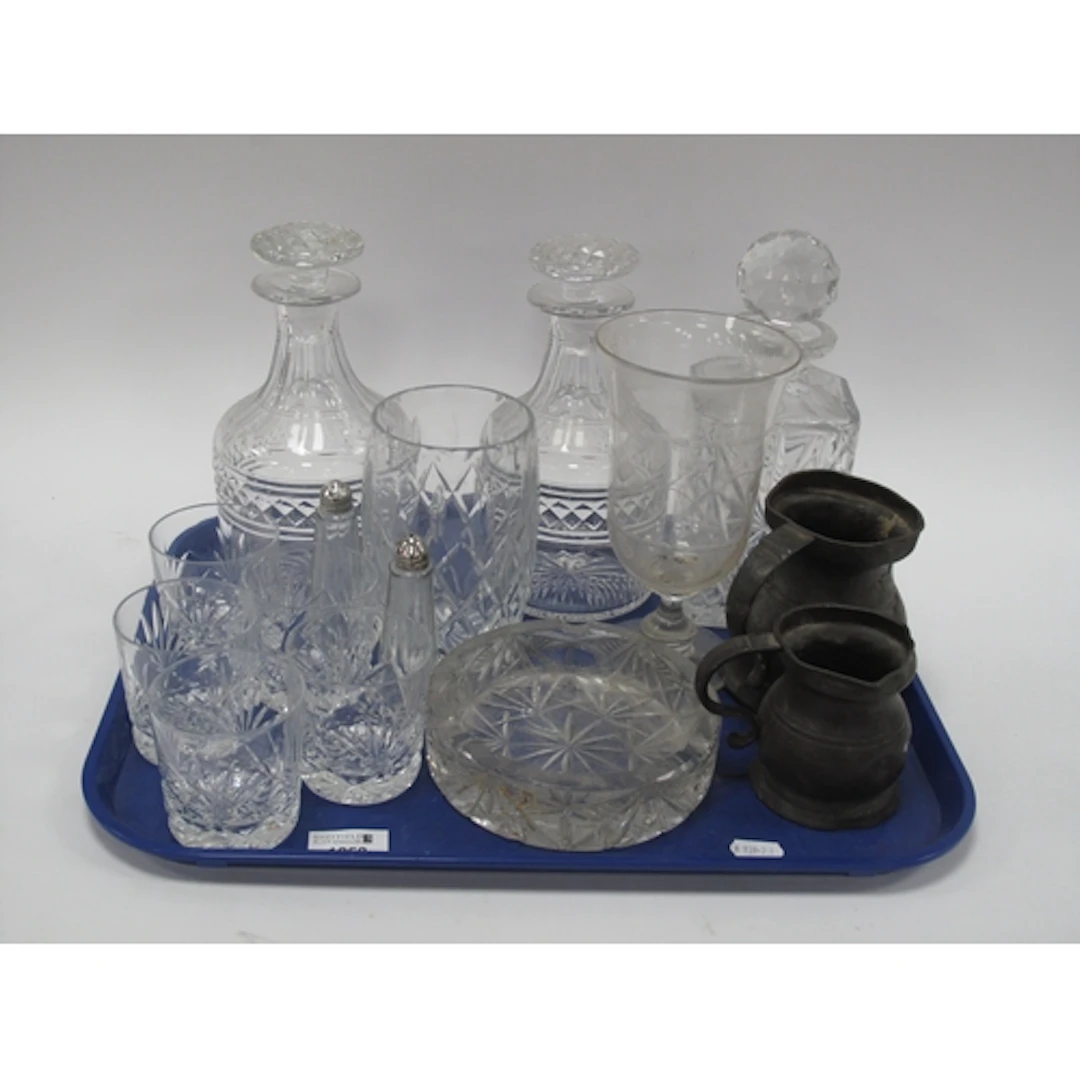 Pair of Georgian Style Glass Decanters, Whisky decanters, ce...