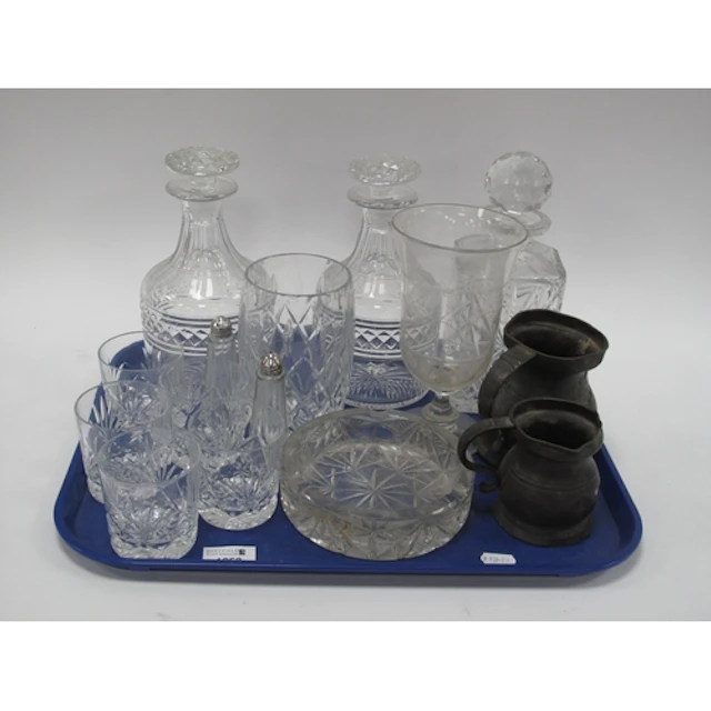 Pair of Georgian Style Glass Decanters, Whisky decanters, ce...