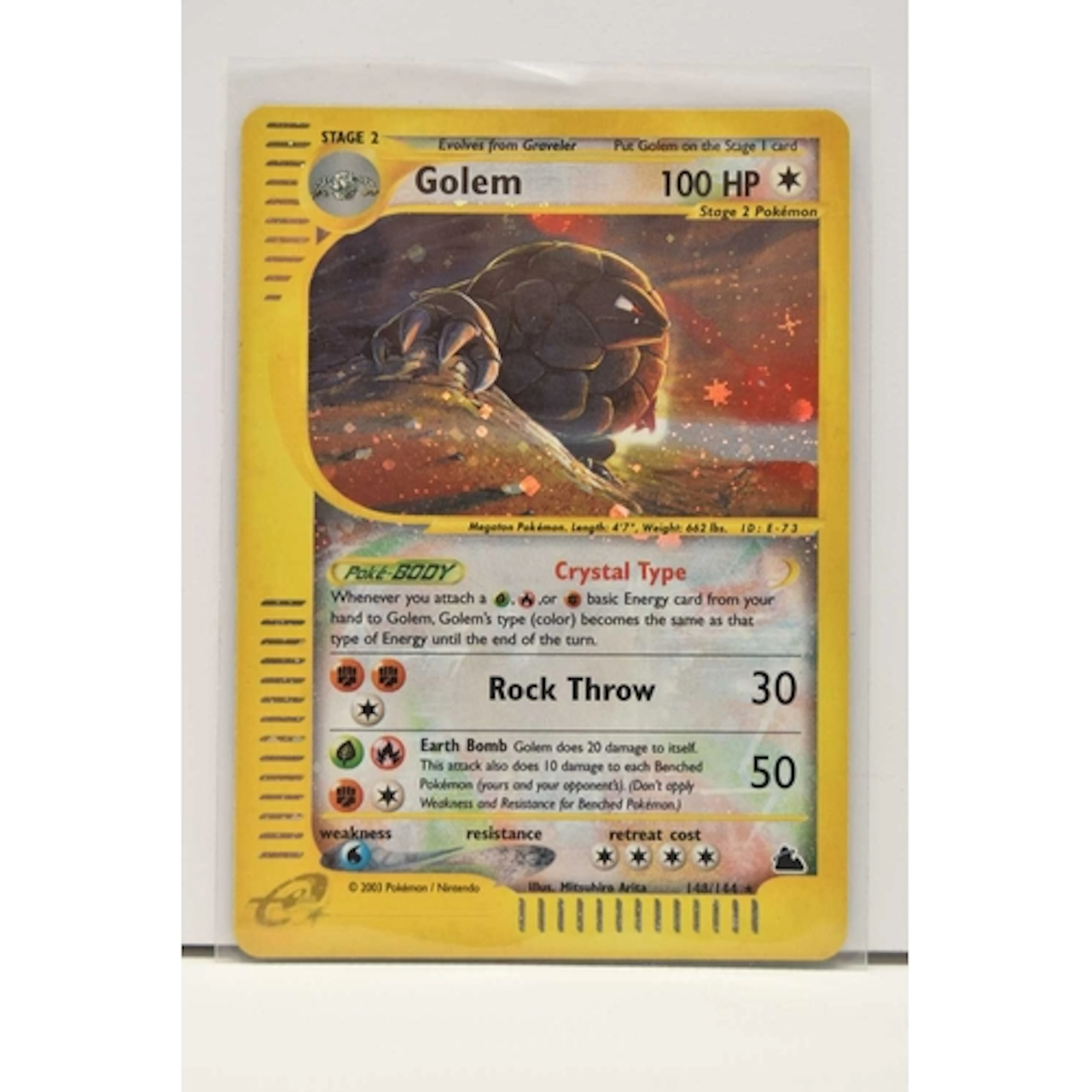 GOLEM 148/144 POKEMON SKYRIDGE SECRET RARE CARD, is in excel...