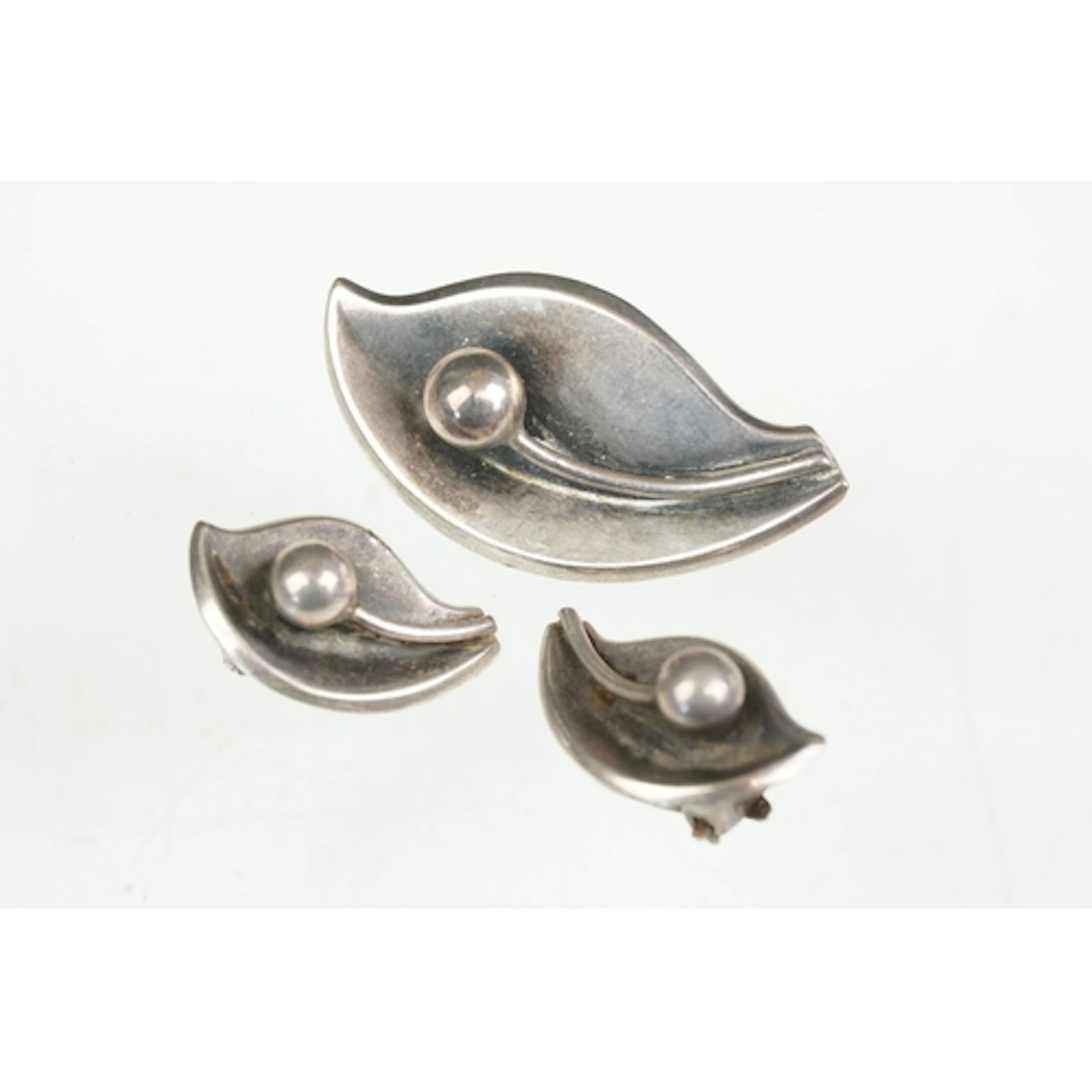 Georg Jensen silver brooch in the form of a leaf, length mea...