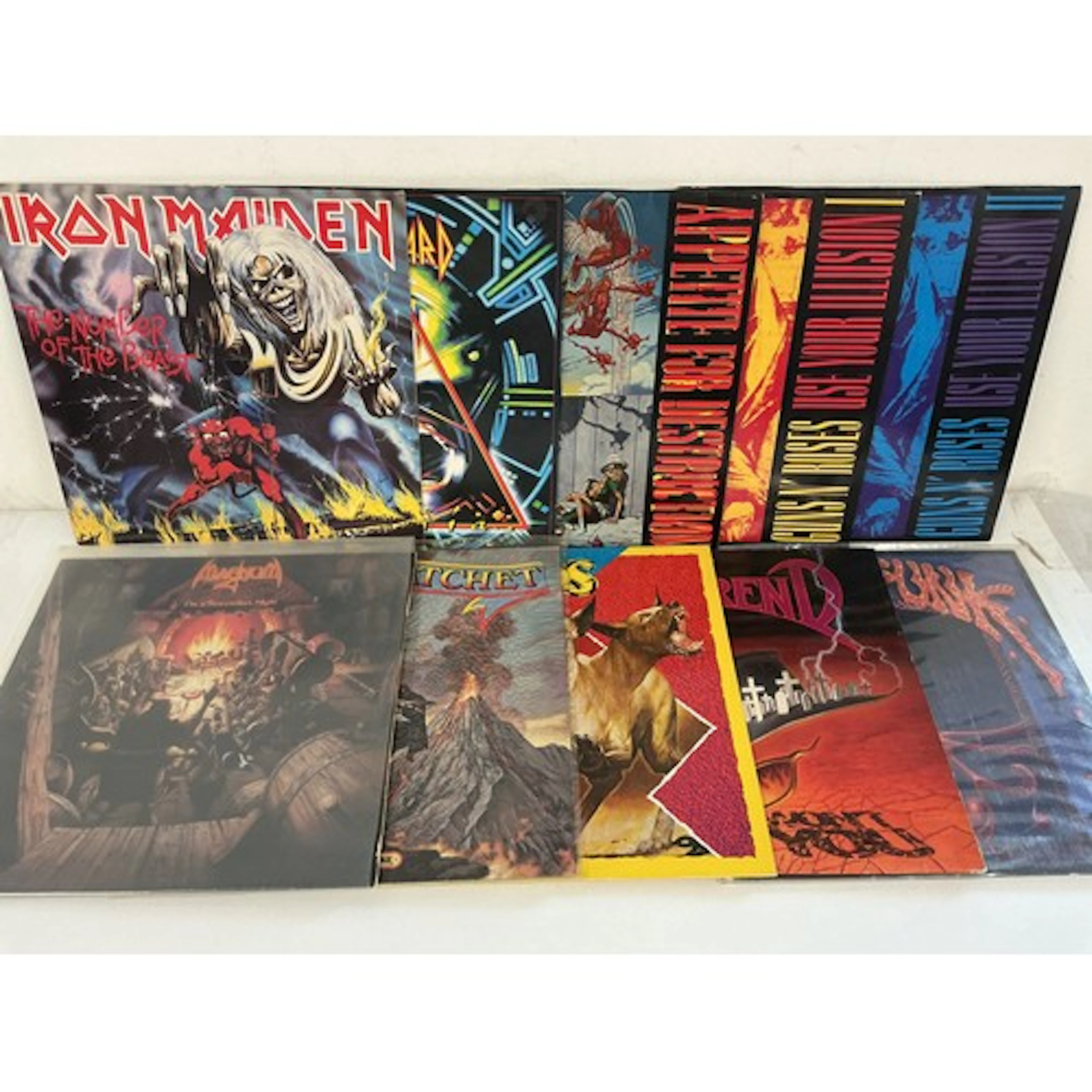 Ten hard rock and metal LPs by various artists including Iro...