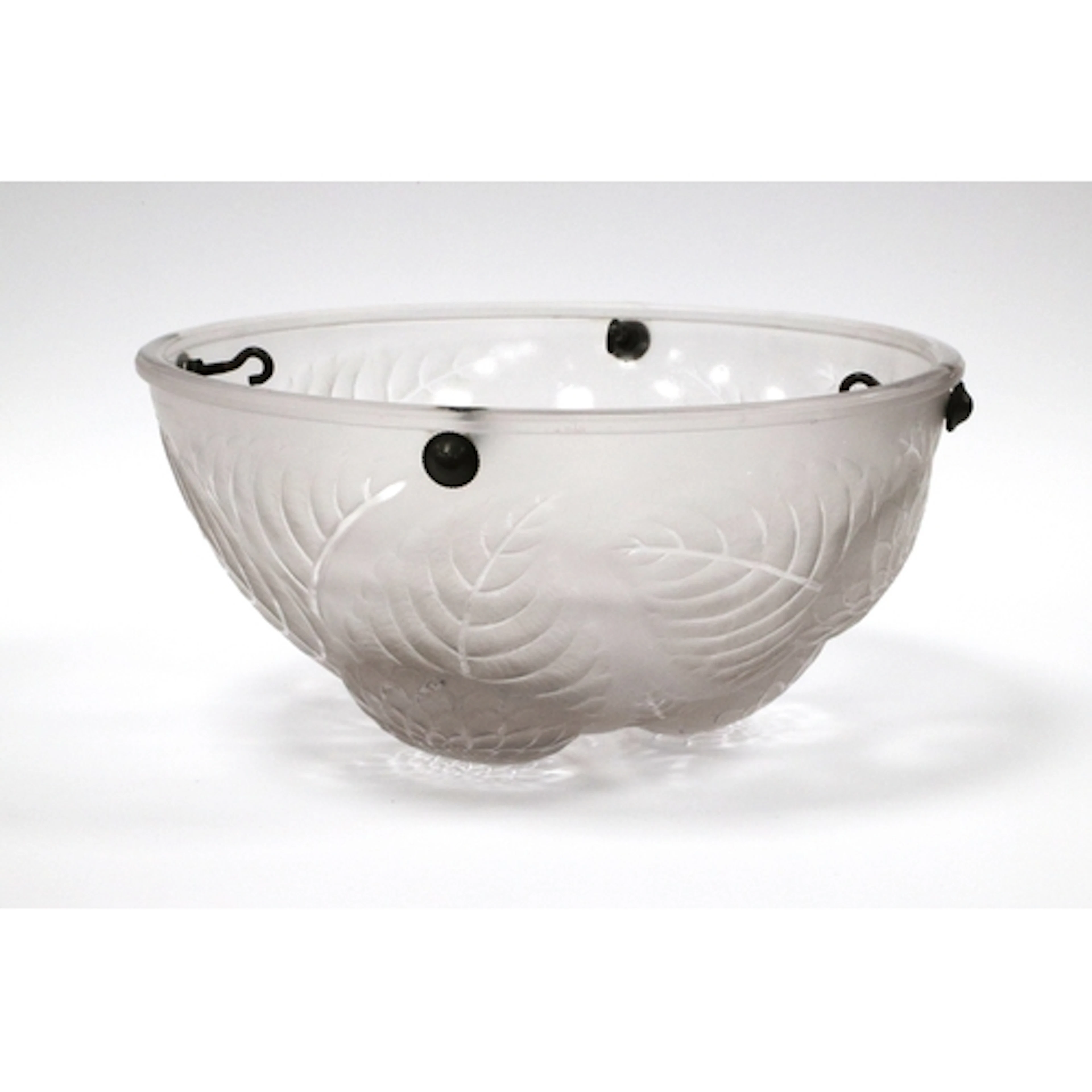 A R. Lalique Frosted Glass 'Dahlia' Pattern Plafonniere, wit...