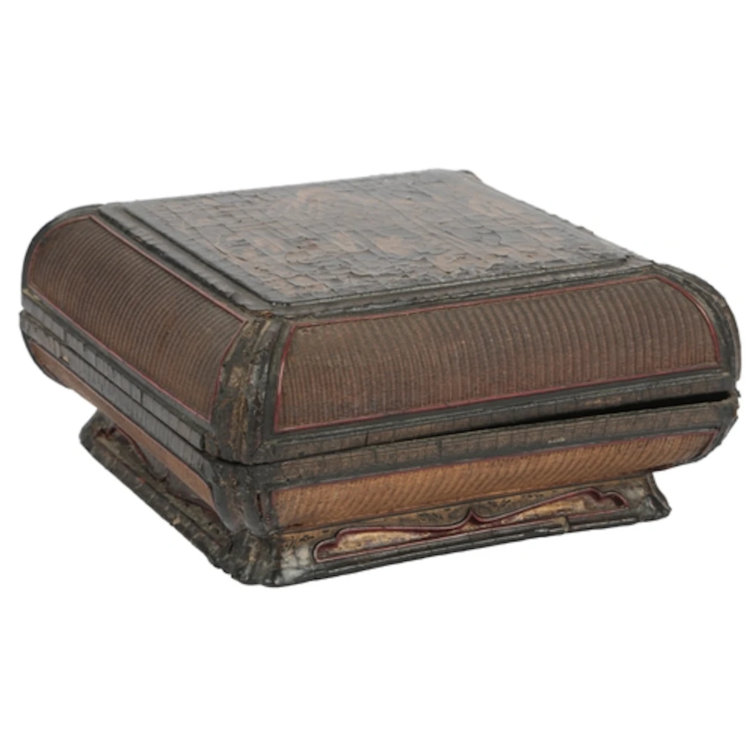 A Chinese square lacquer box and cover, Kangxi period, the s...