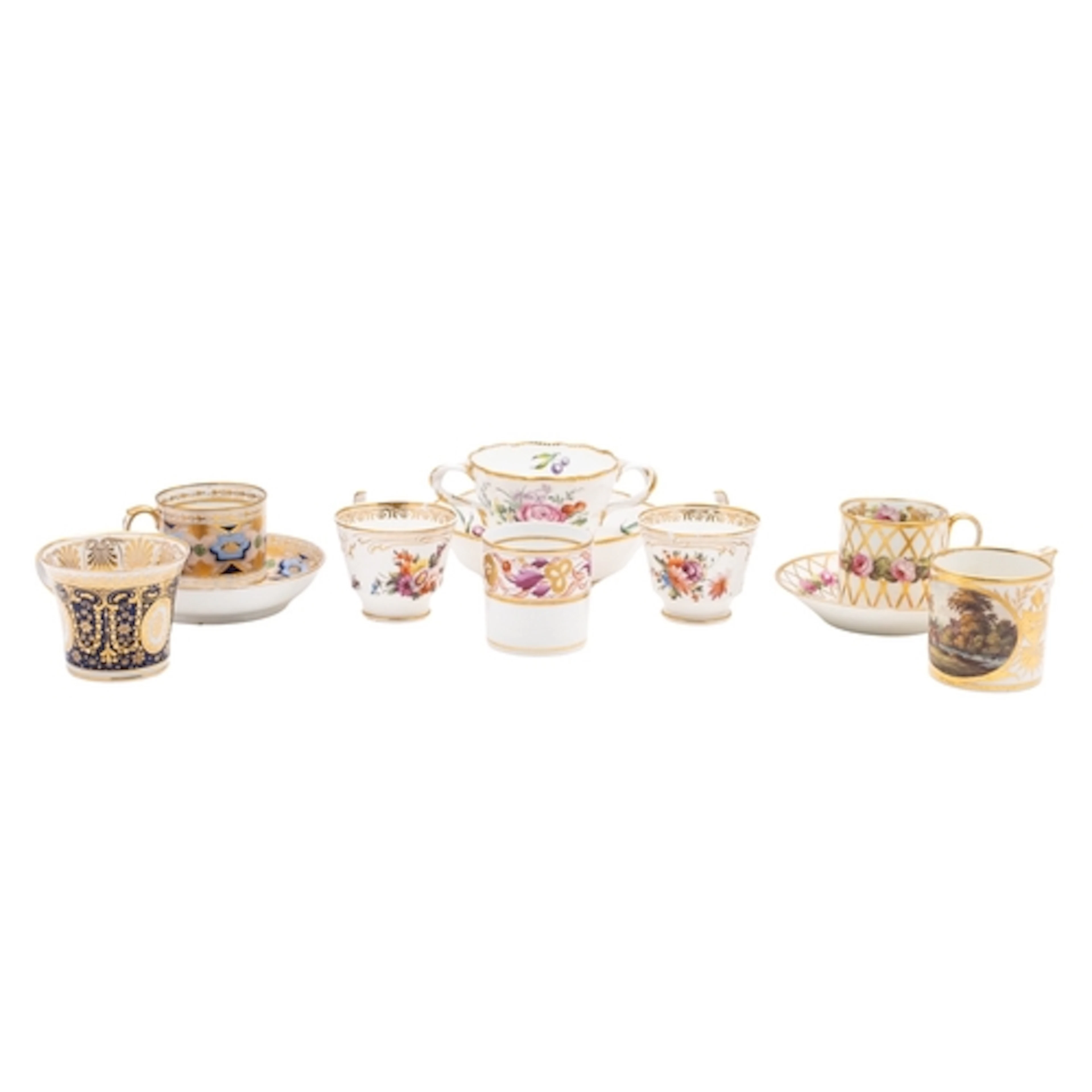 A mixed lot of English coffee cans and cups, late 18th/early...