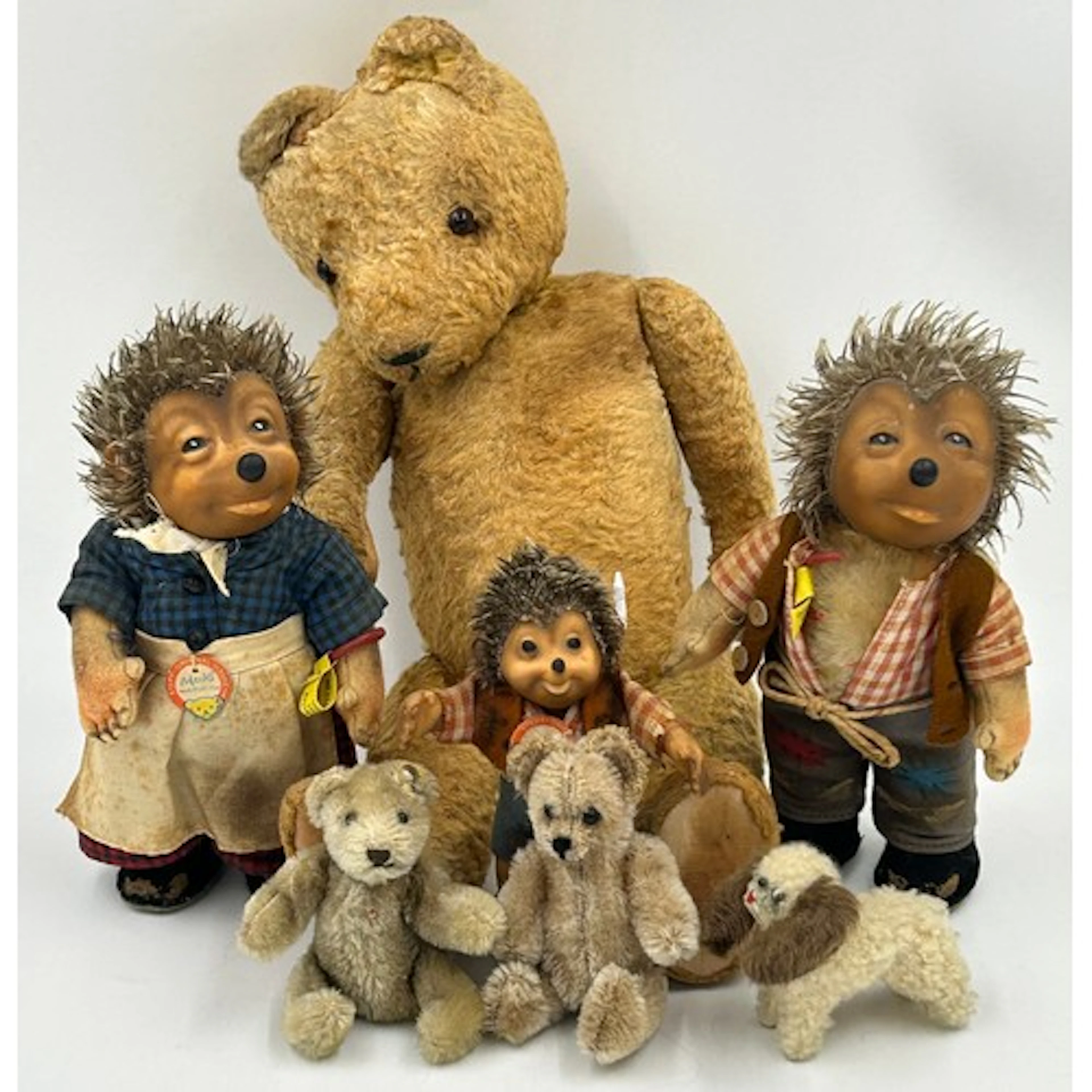 Vintage Steiff Hedgehog Family comprising of Mecki, Micki an...
