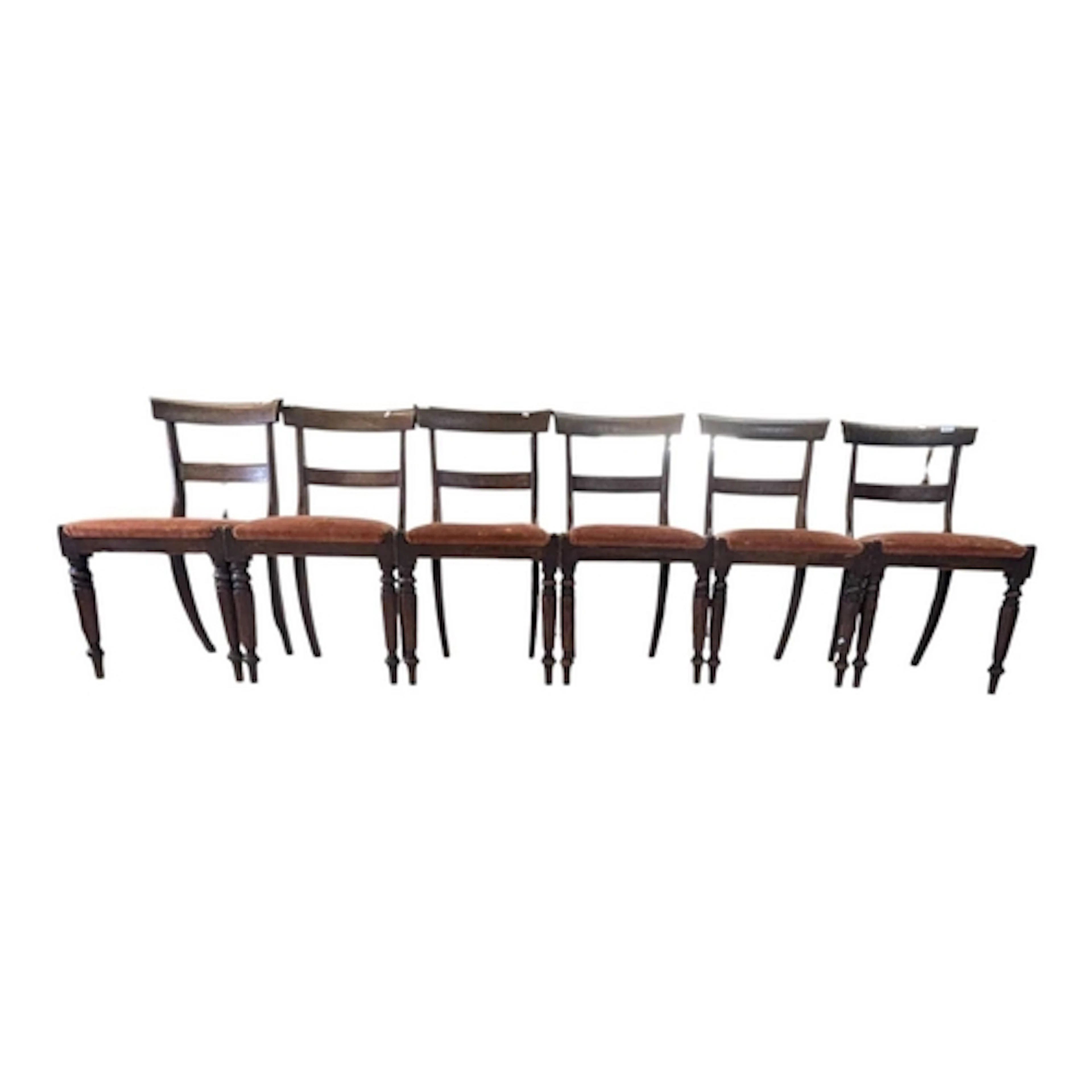 A set of six 19th century Regency mahogany bar back dining c...