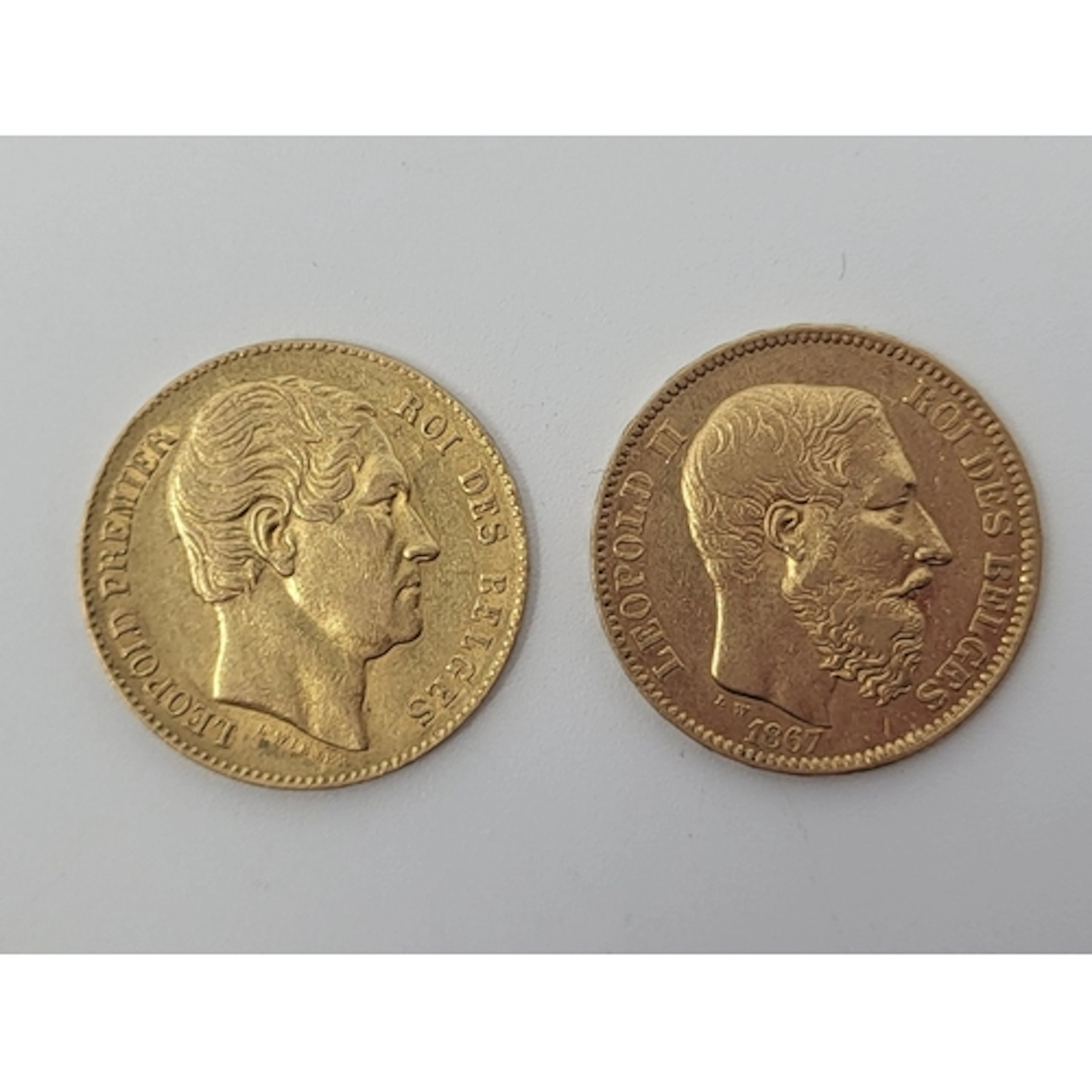 TWO X 20 FRANC HUNGARIAN GOLD COINS 1865, 1867, total weight...