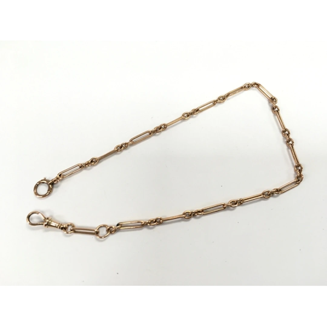 A 9ct gold watch chain. 18.42g and 39cm length.