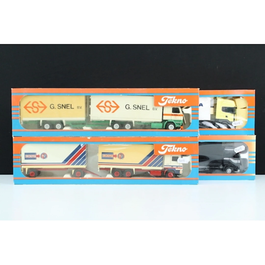 Four boxed Tekno 1/50 diecast haulage models to include Scan...