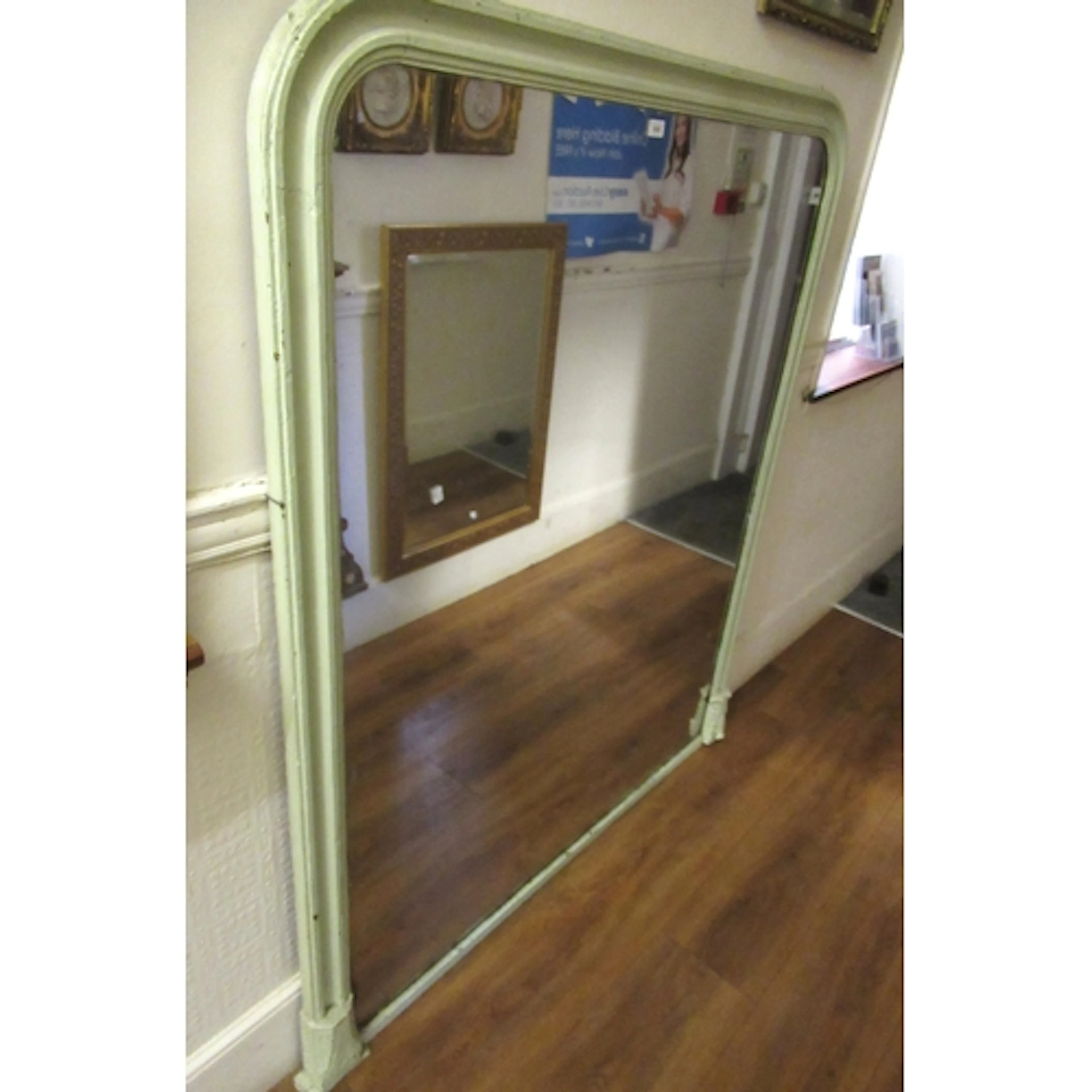 Large 19th Century painted composition overmantel mirror, 16...
