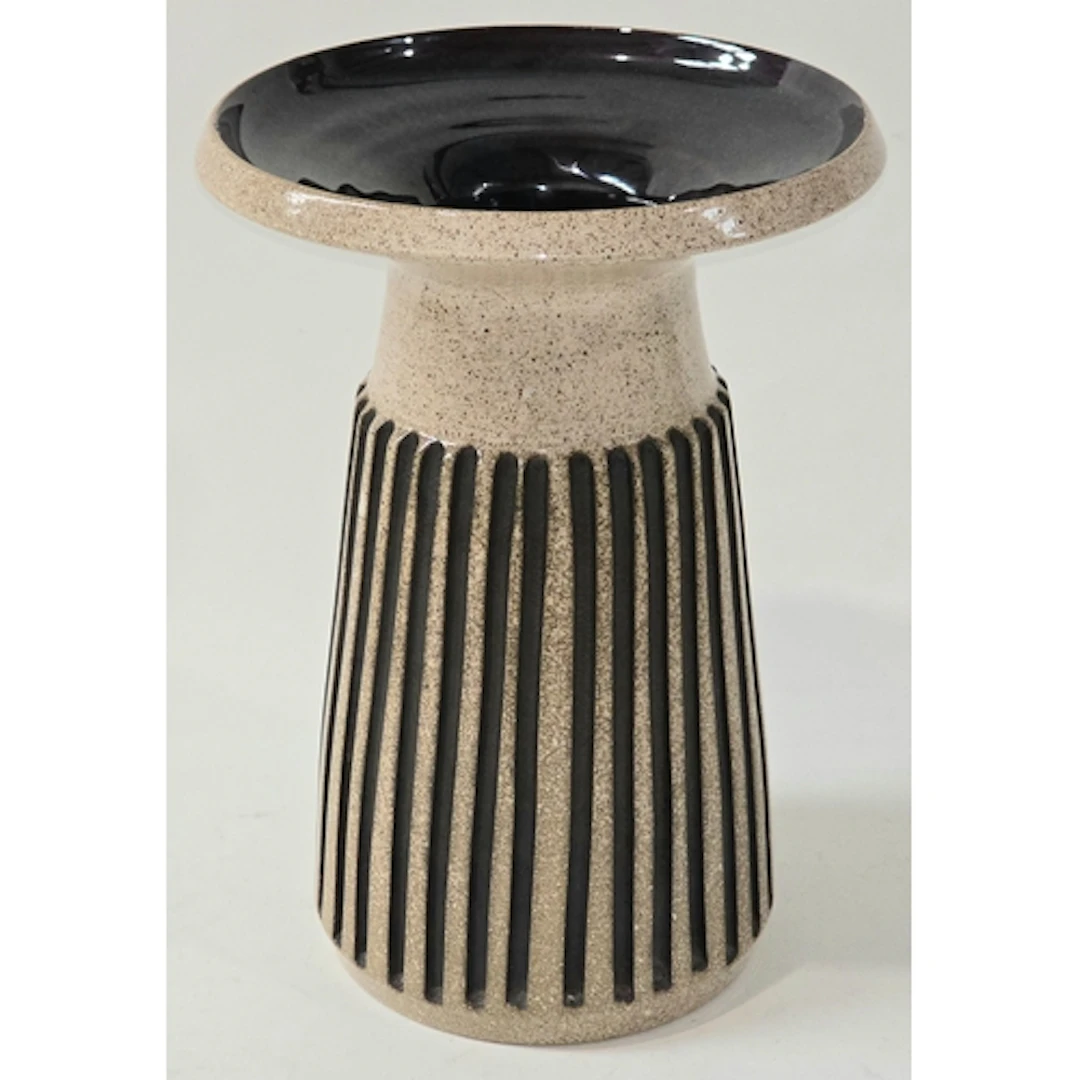 Poole Pottery Atlantis large flared top glazed and carved va...