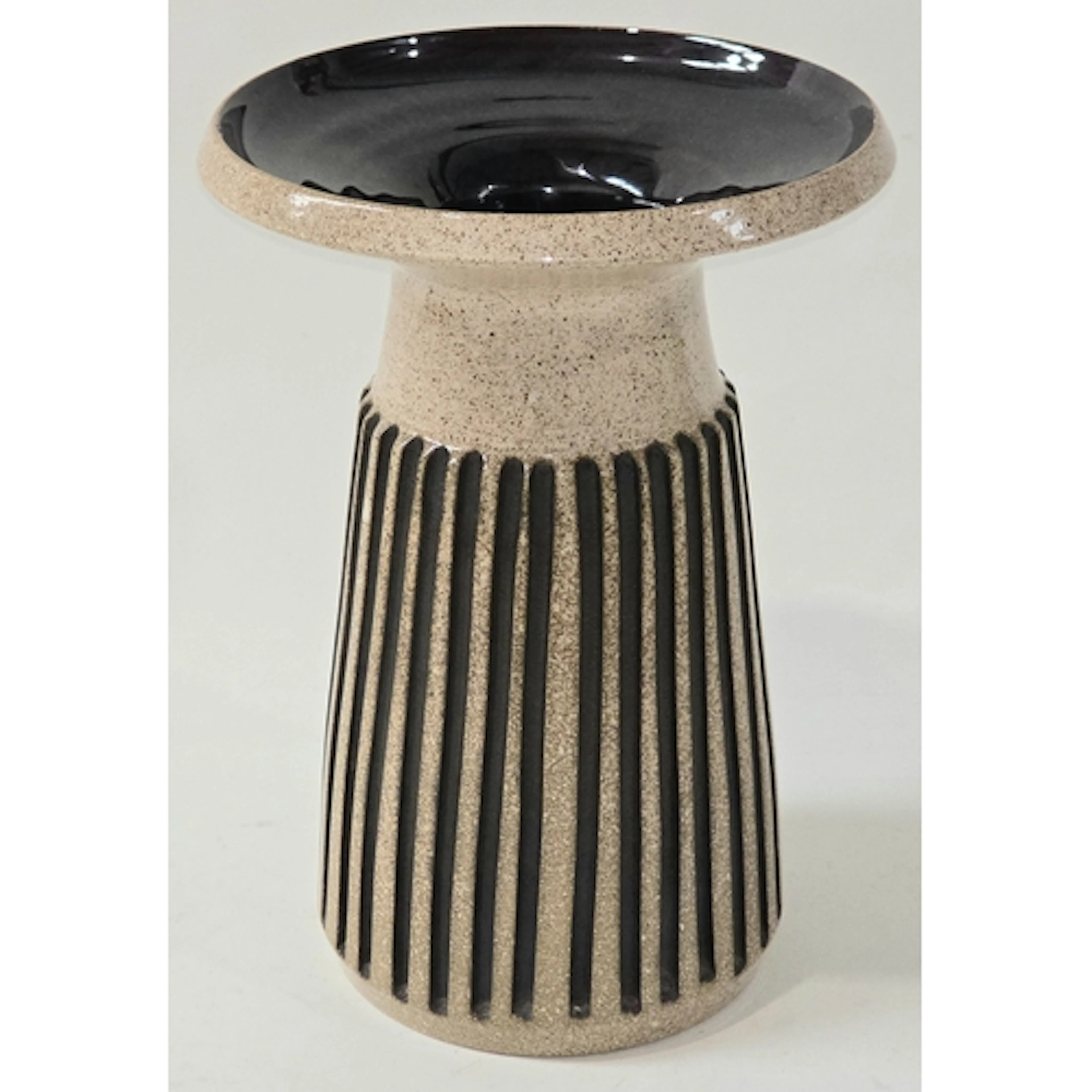 Poole Pottery Atlantis large flared top glazed and carved va...