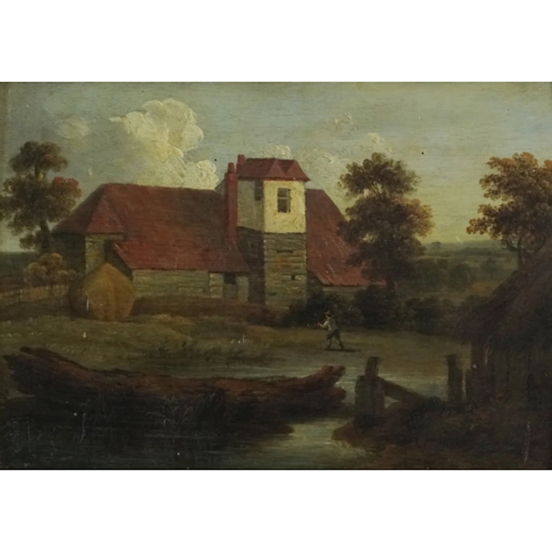 Pastoral landscape, 19th century oil on panel, framed and gl...