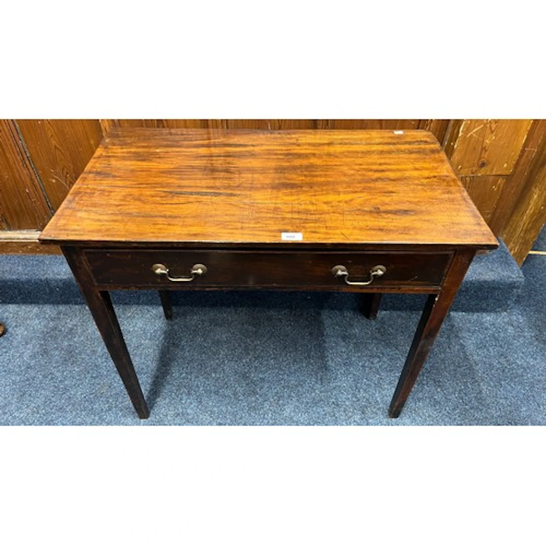 Mahogany hall table with single drawer, 72cm x 84cm.