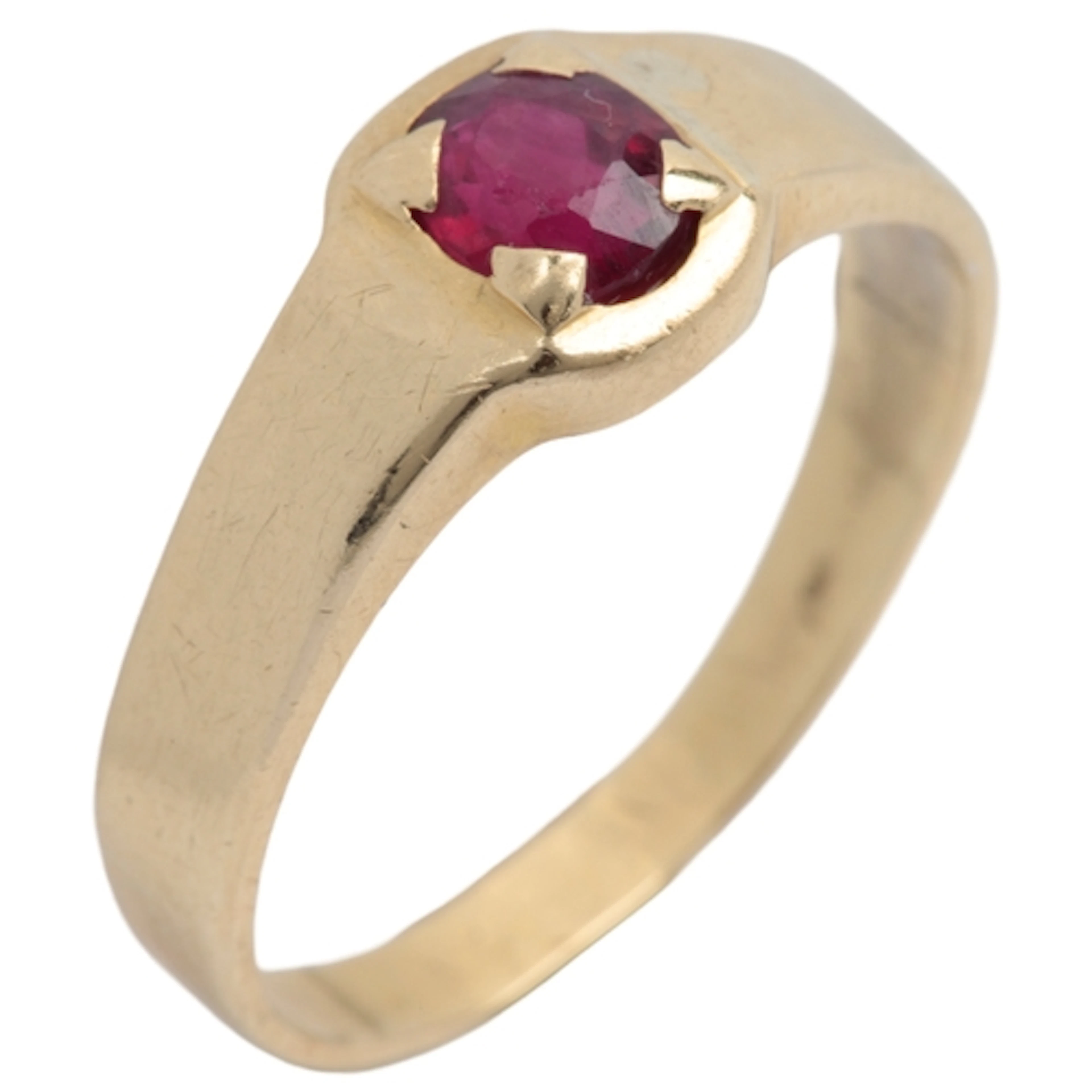 A ruby ring, claw-set with an oval ruby measuring approximat...