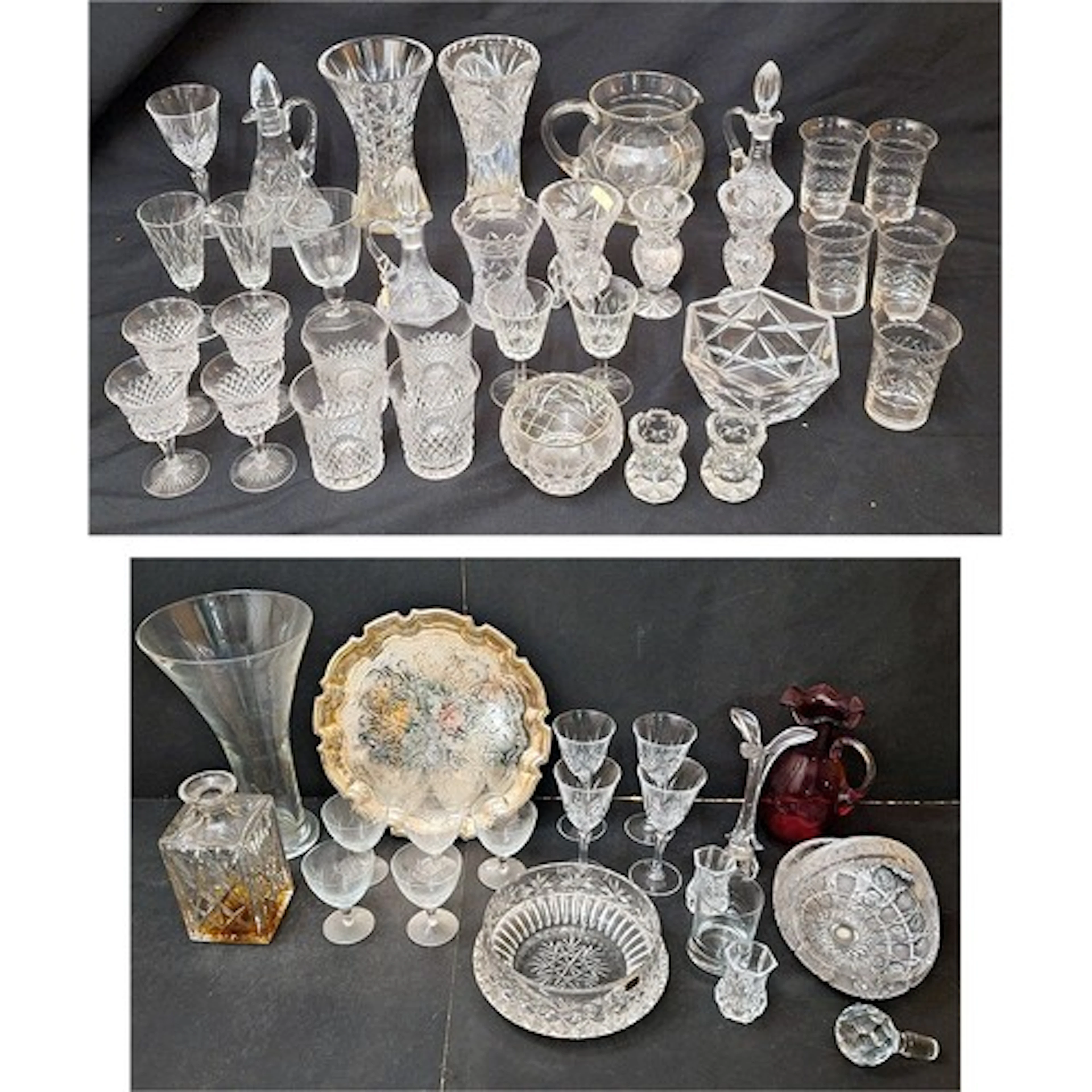 Mixed Crystal Glassware incl. champagne flutes, wine glasses...