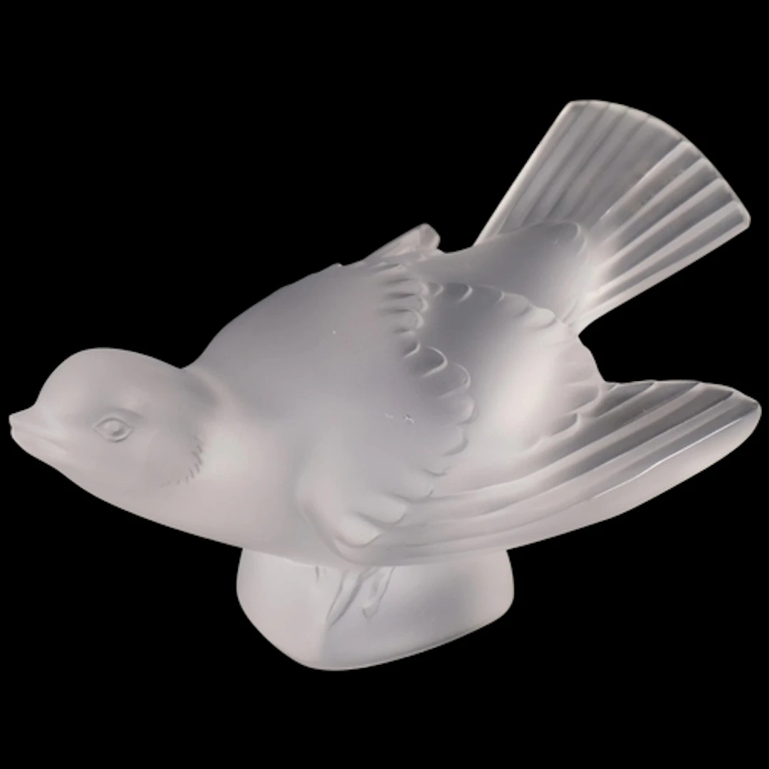 LALIQUE - a post-war moulded frosted crystal sparrow sculptu...