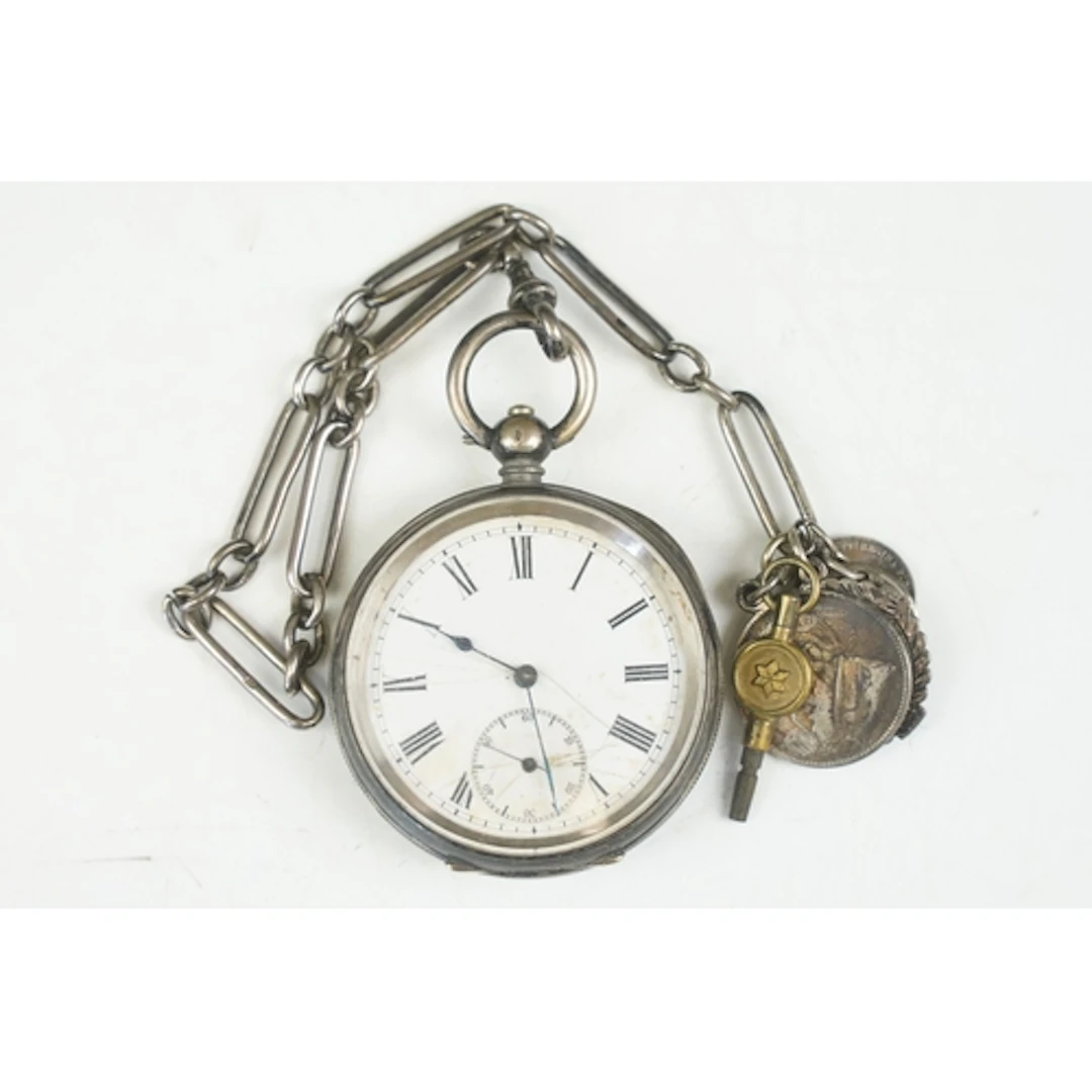 Continental silver cased pocket watch, stamped '0.935', the ...