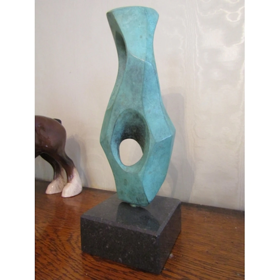 Modern Sculpture Abstracted Form Fascinated Bronze Mounted o...