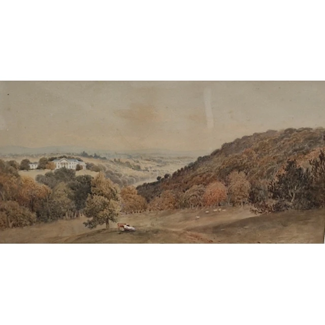 ERNEST PARKMAN. A View towards a country house, signed, wate...