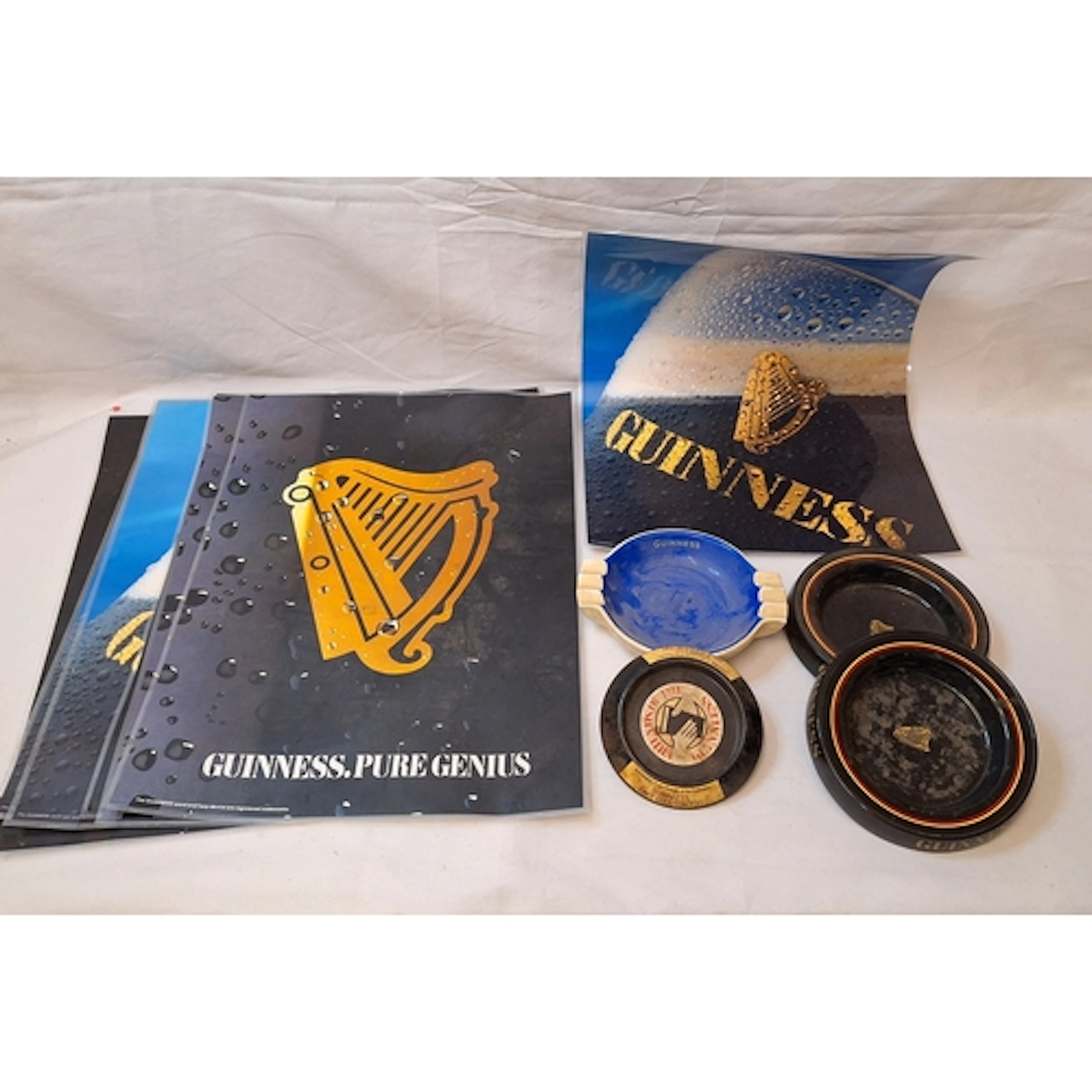 Guinness Memorabilia incl. 7 laminated Guinness pub signs, u...