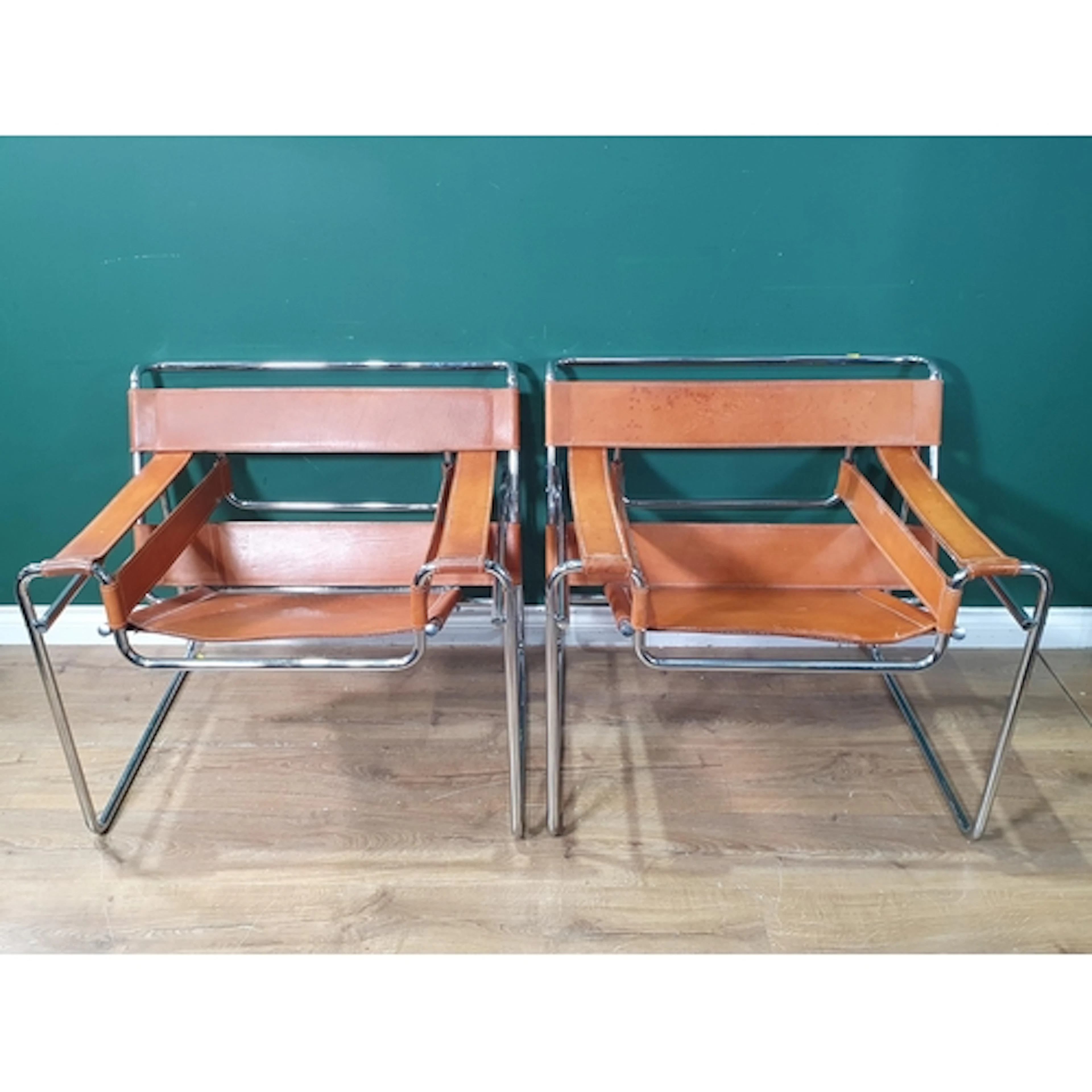 A pair of chrome framed Wassily Armchairs after the design b...