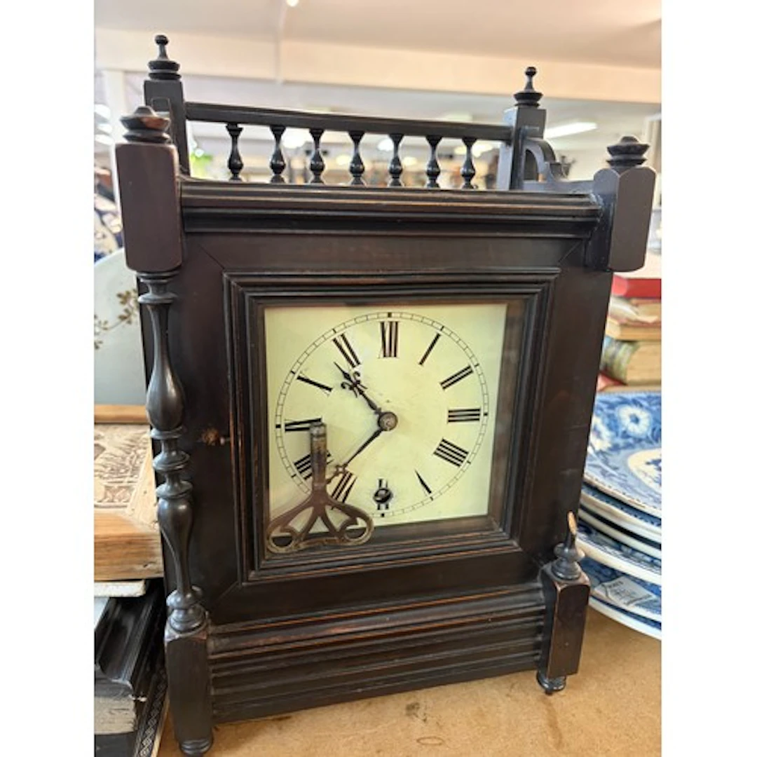 Five ebonized Victorian and later mantel clocks including on...