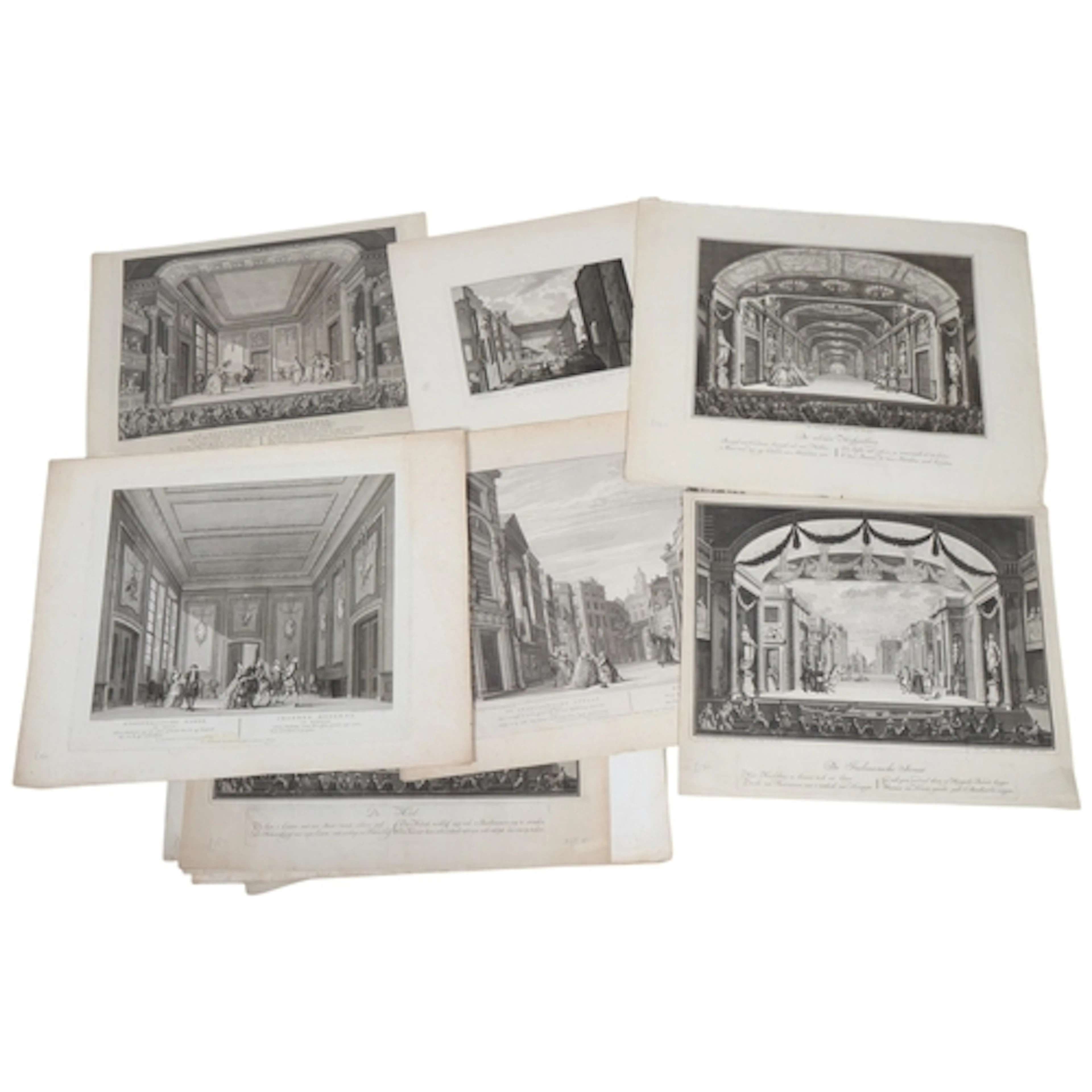 18 prints showing late eighteenth-century stage designs and ...