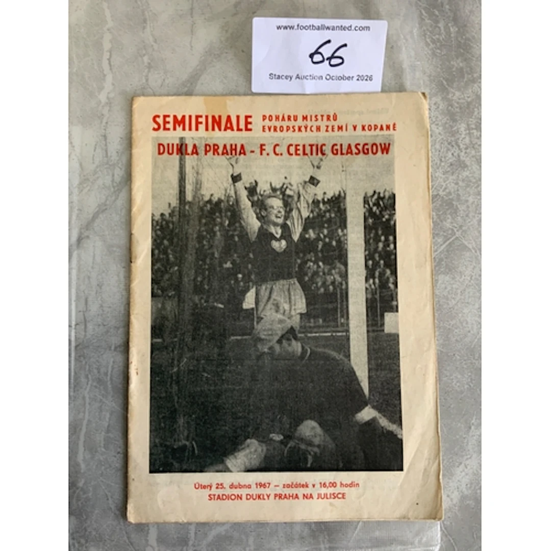 1967 European Cup Semi Final Football Programme: Dukla Pragu...