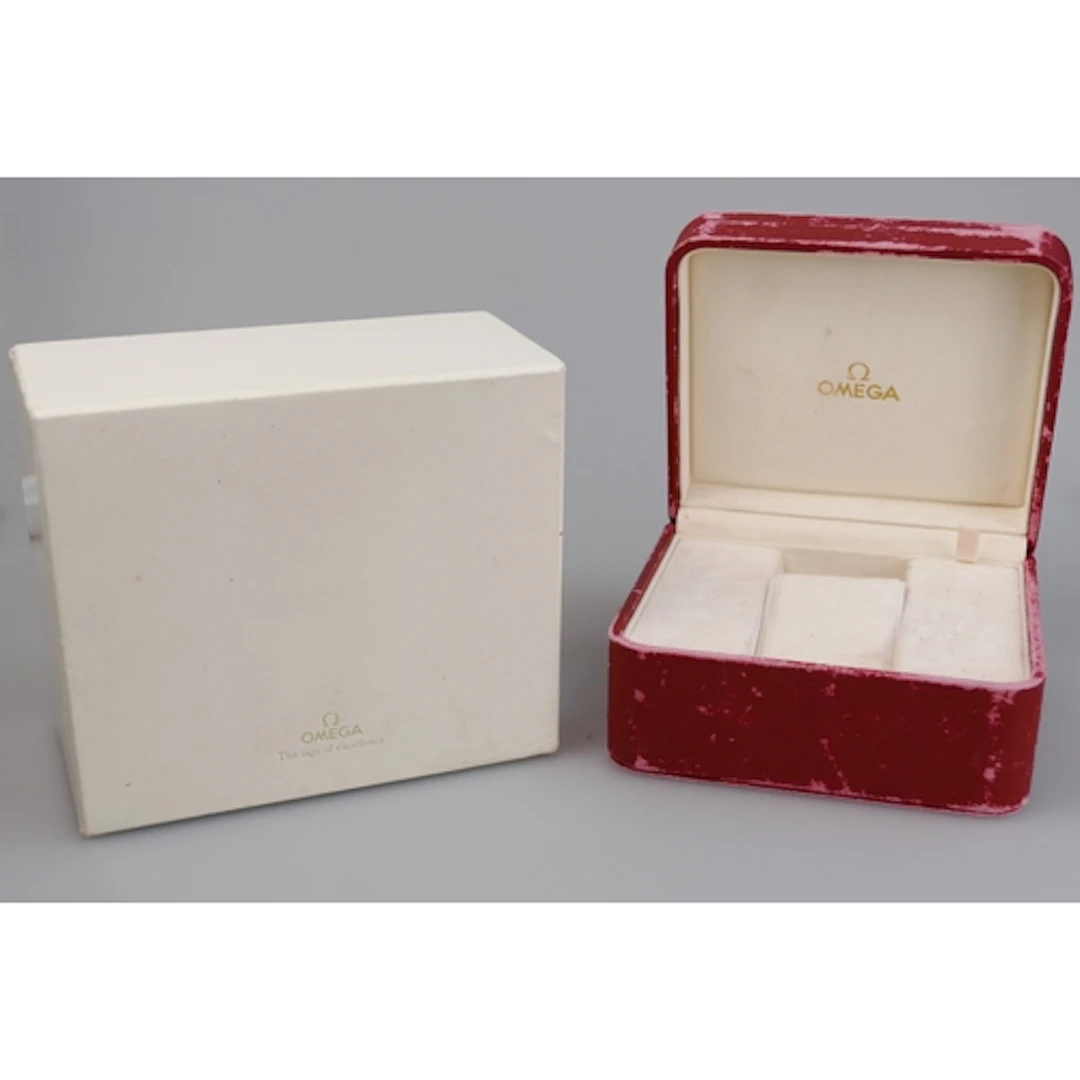 An OMEGA watch case with outer card case