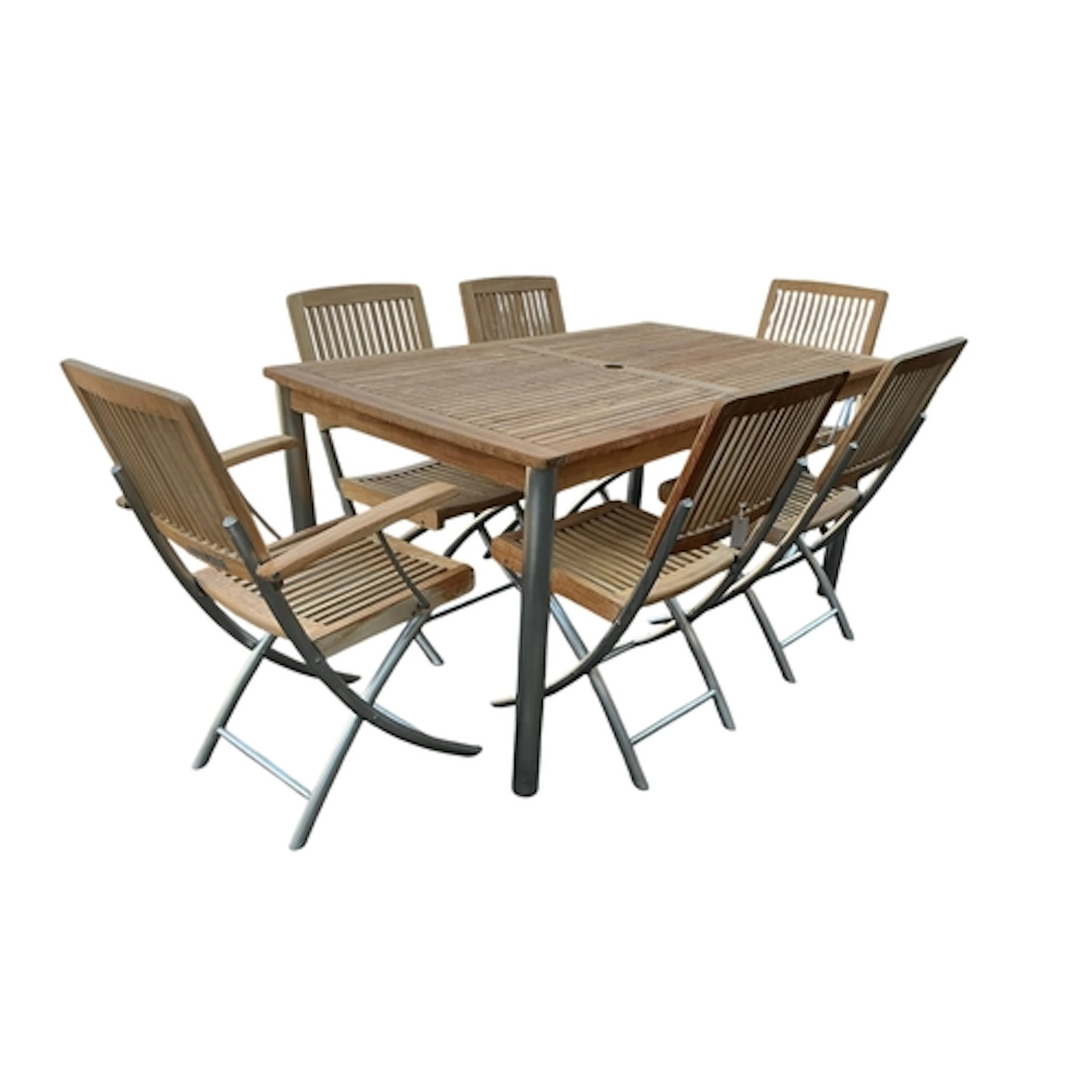 A John Lewis teak and steel rectangular garden table, width ...