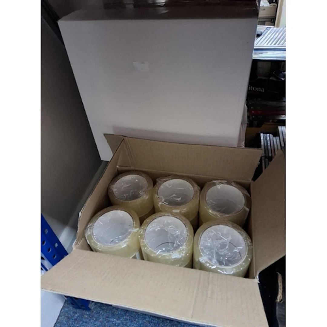 FIVE BOXES OF WIDE TRANSPARENT PACKING TAPE, 48mm x 66m, 36 ...