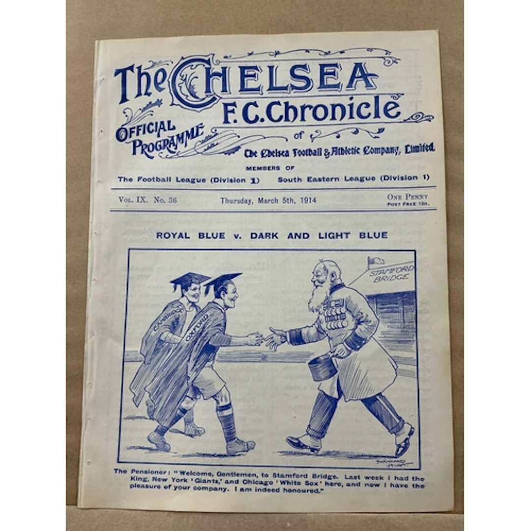 1913 - 1914 Chelsea v Oxford + Cambridge Football Programme:...