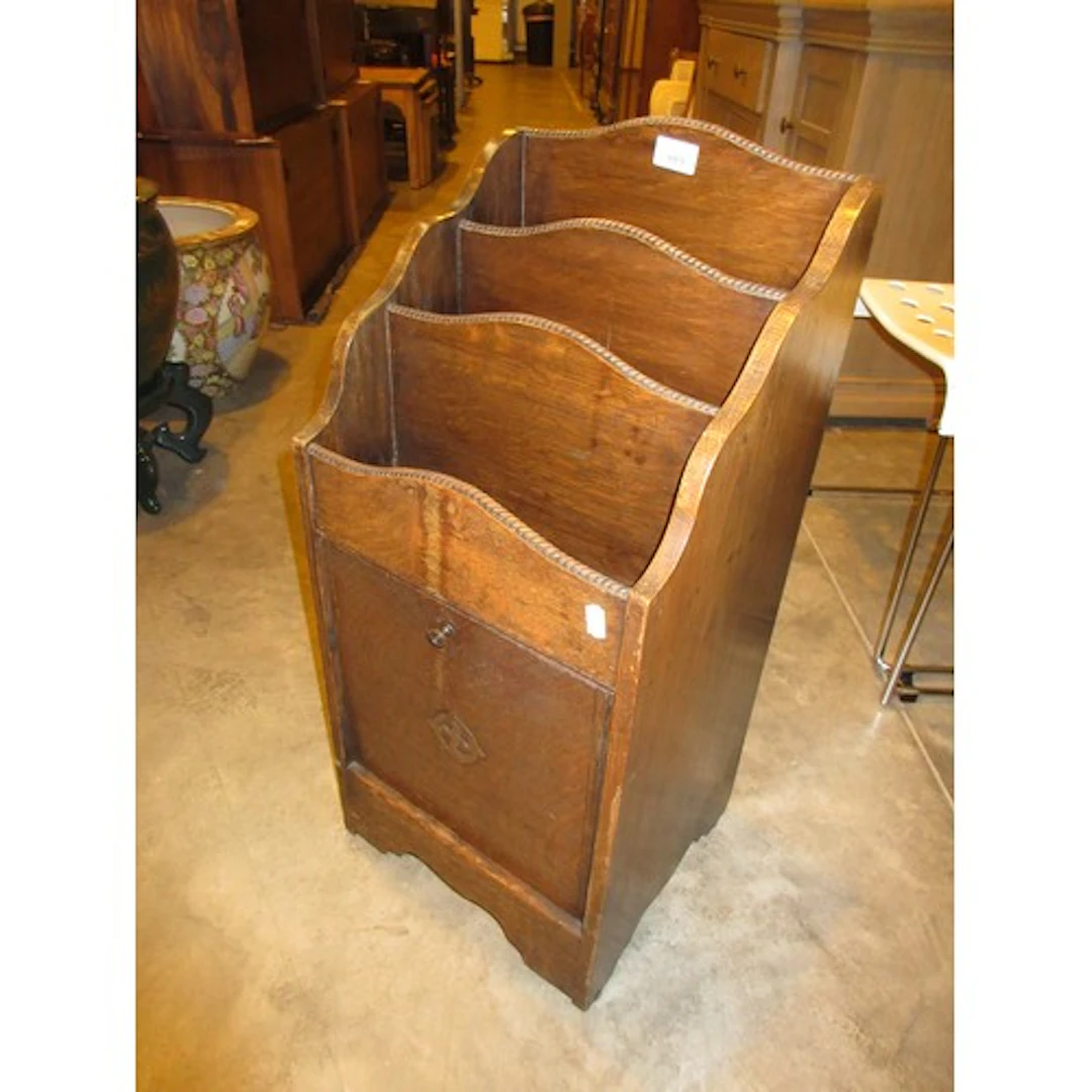 1920's Oak Coal Purdonium News Rack, 34x30x73cm h