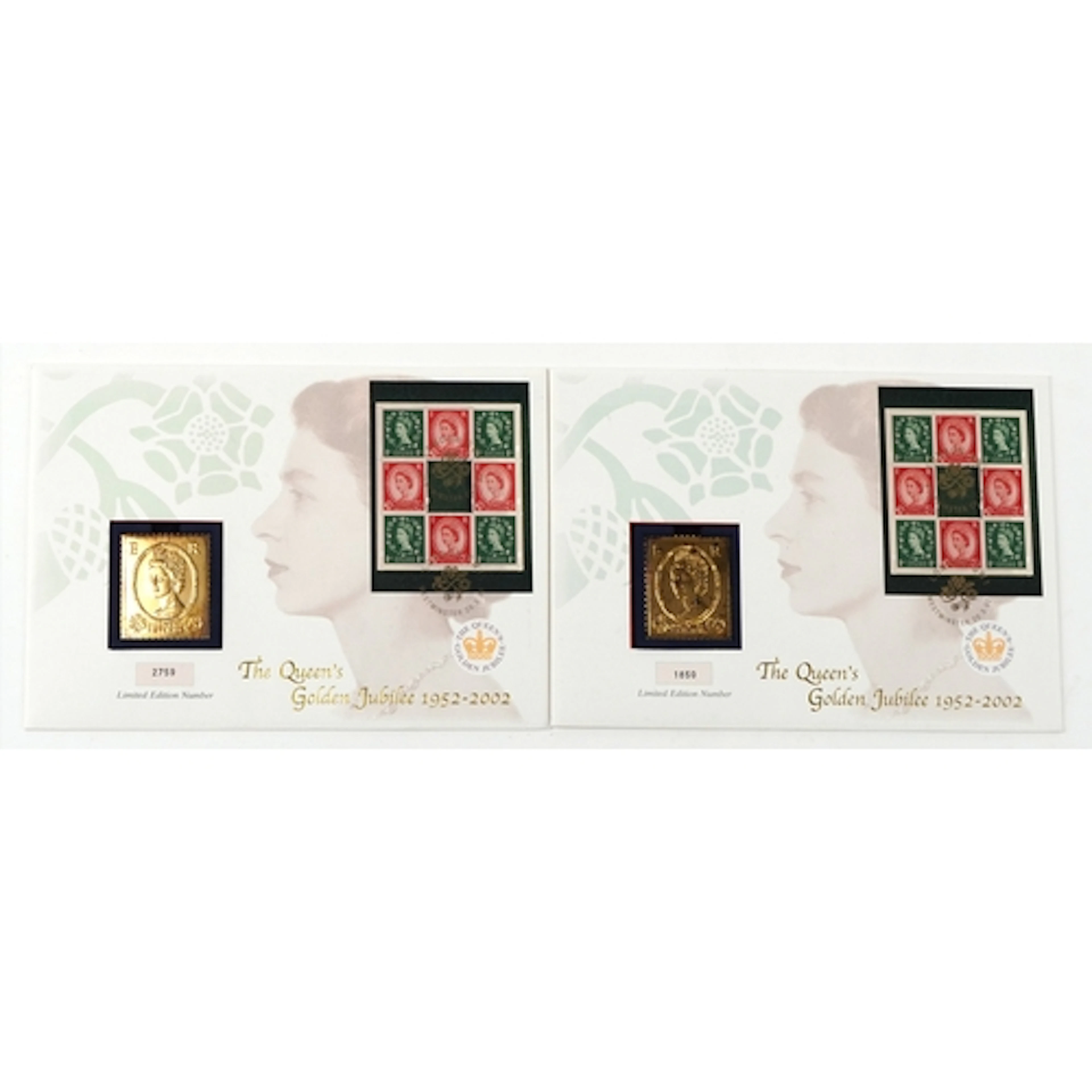 Two Royal Mail/Royal Mint limited edition silver gilt stamp ...