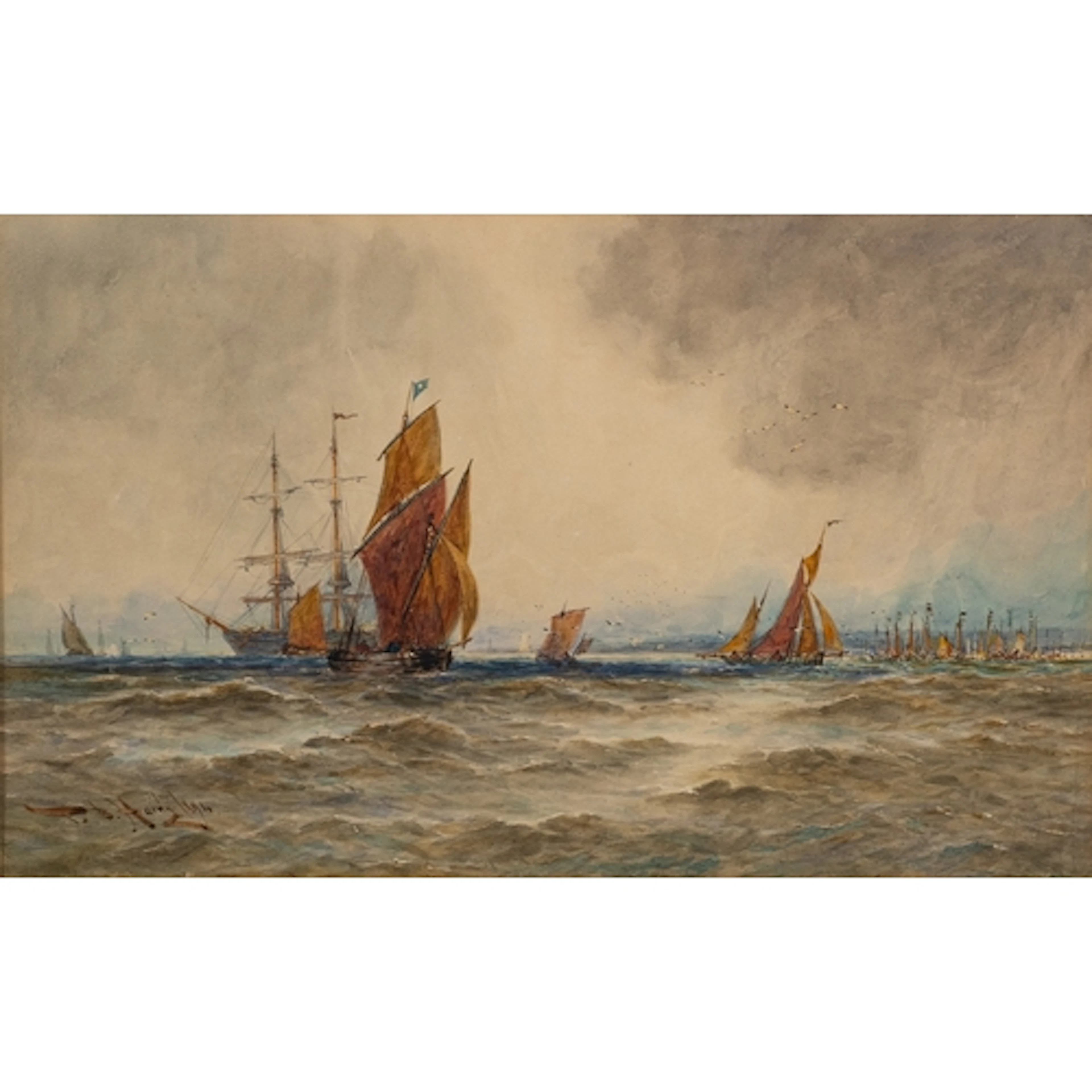 Thomas Bush Hardy (British, 1842-1897) - Shipping off the c...