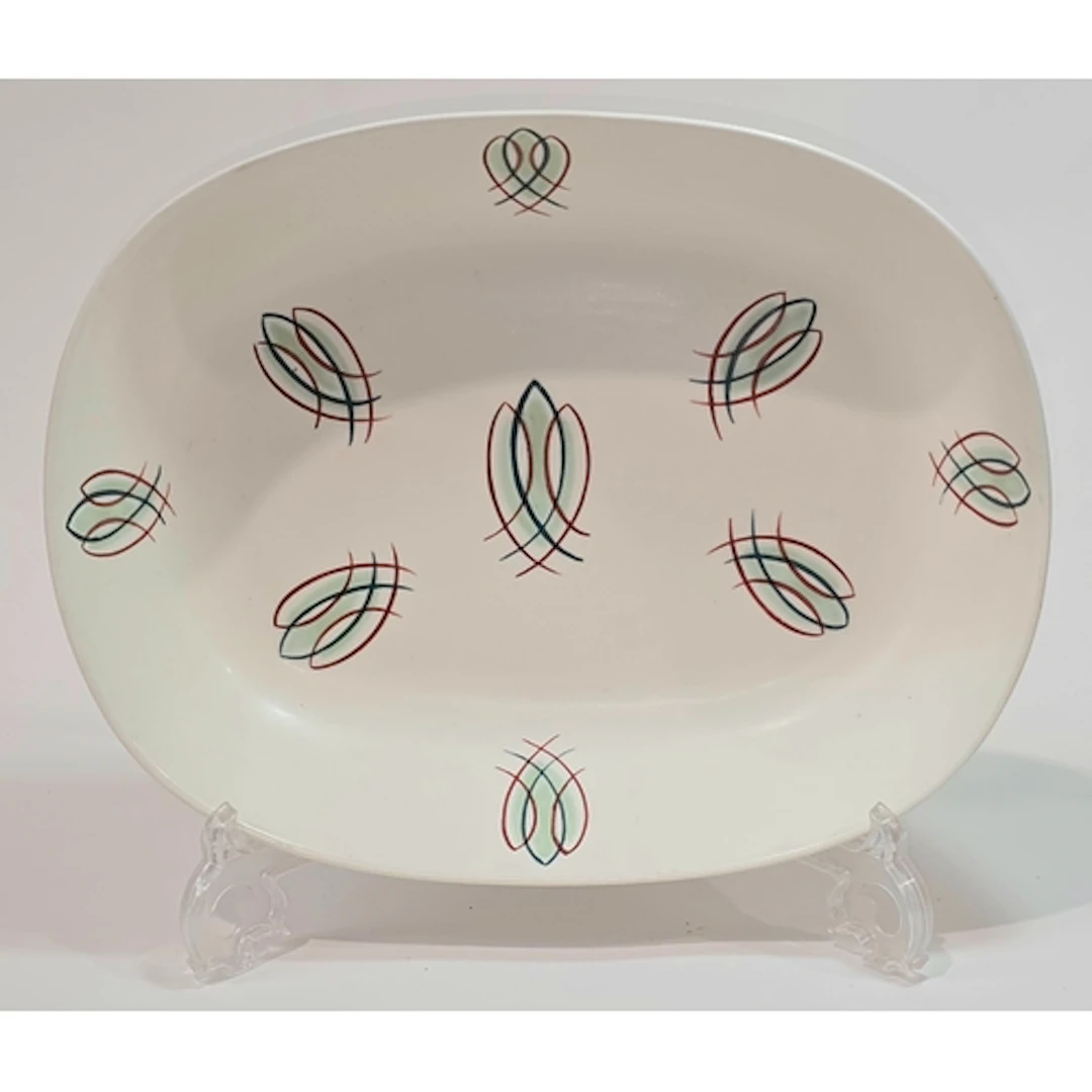 Poole Pottery shape 340 PX pattern freeform bowl 12" x 9.4".