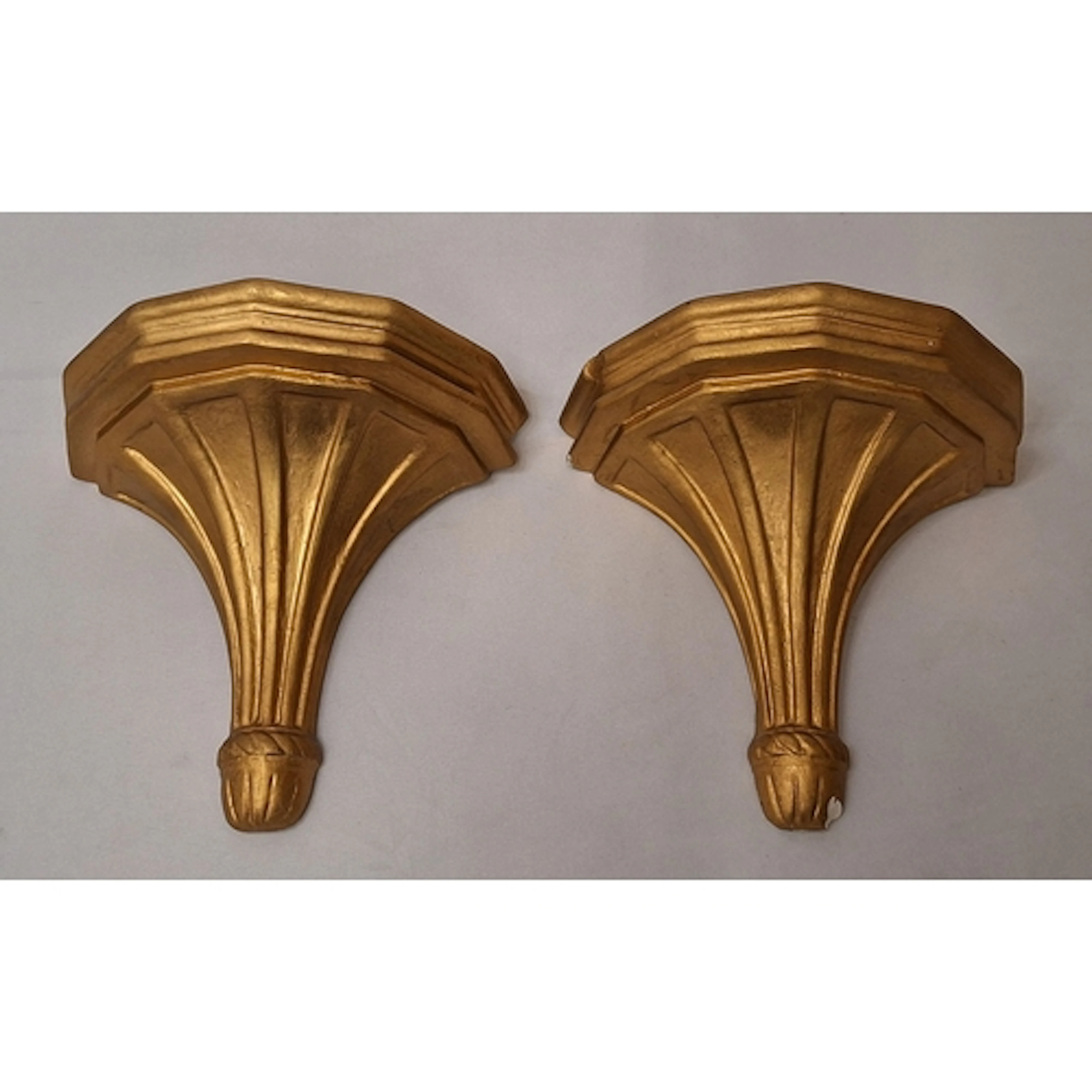 2 Plaster Gold Tone Neo Classical Style Wall Sconces approx....