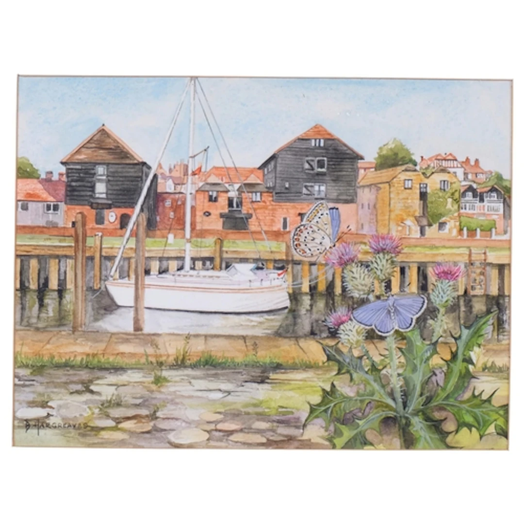 Brian Hargreaves, pair of watercolours, canal scene at Rye, ...