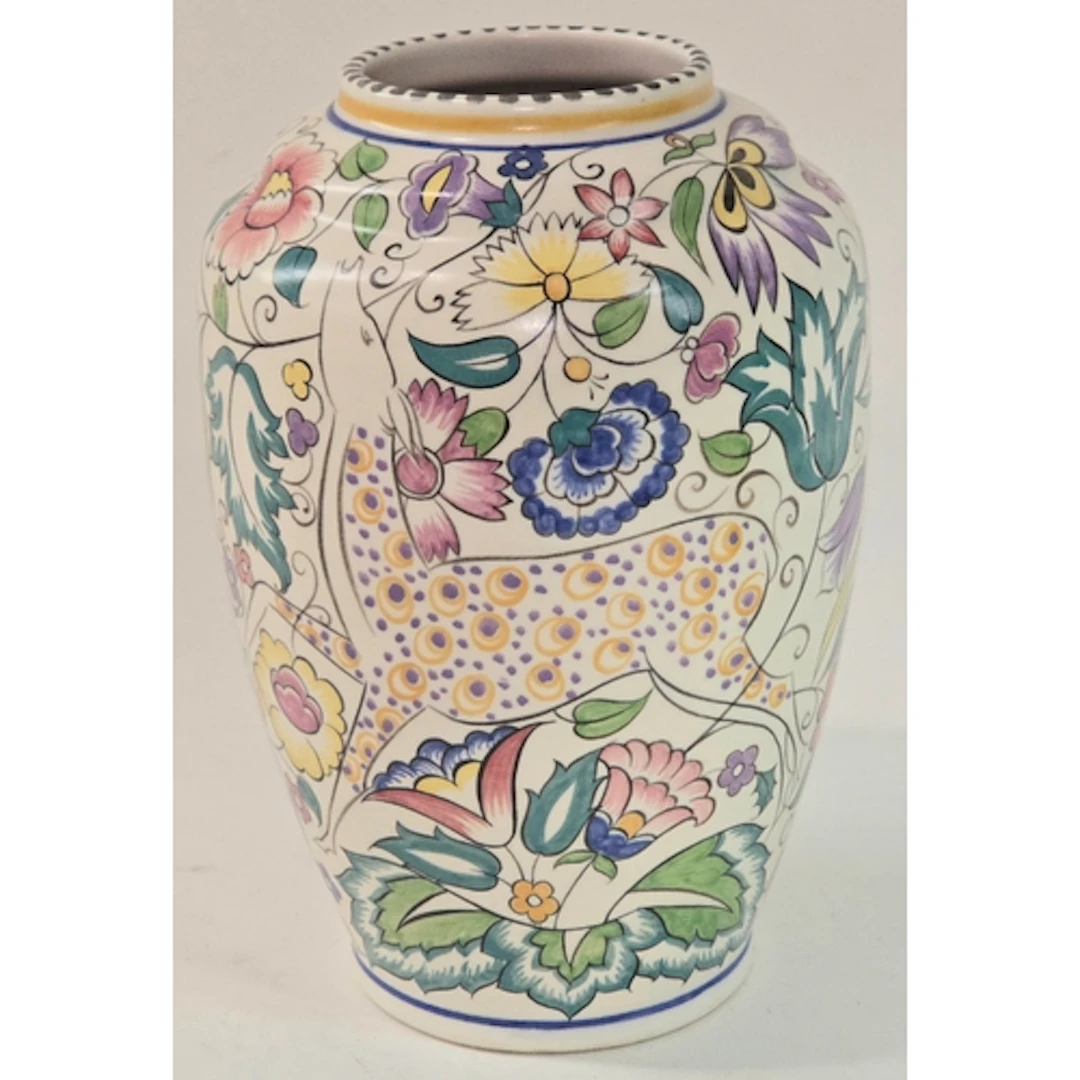 Poole Pottery shape 966 SK pattern (Persian Deer) vase decor...