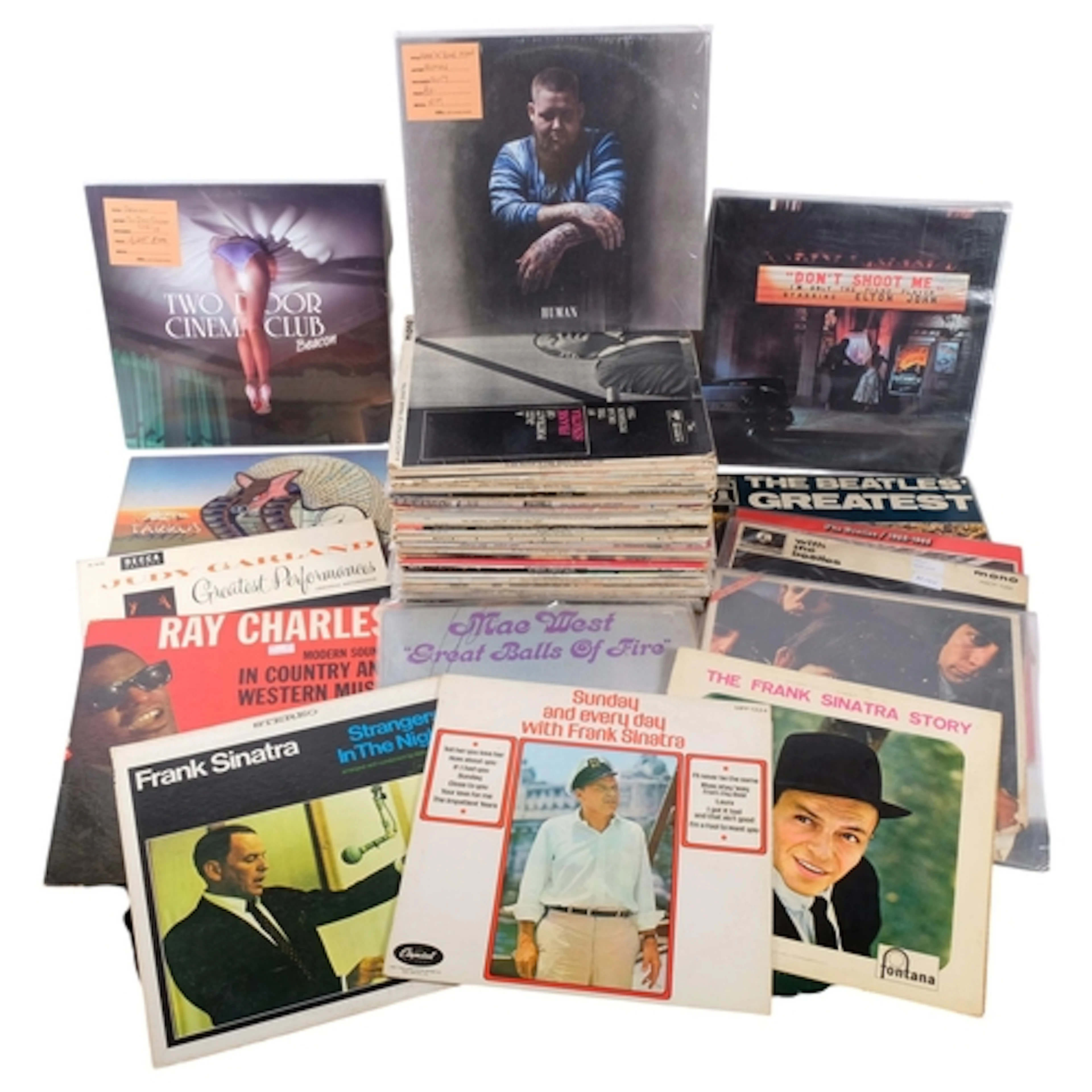 A large collection of various LPs, including The Beatles, Ta...