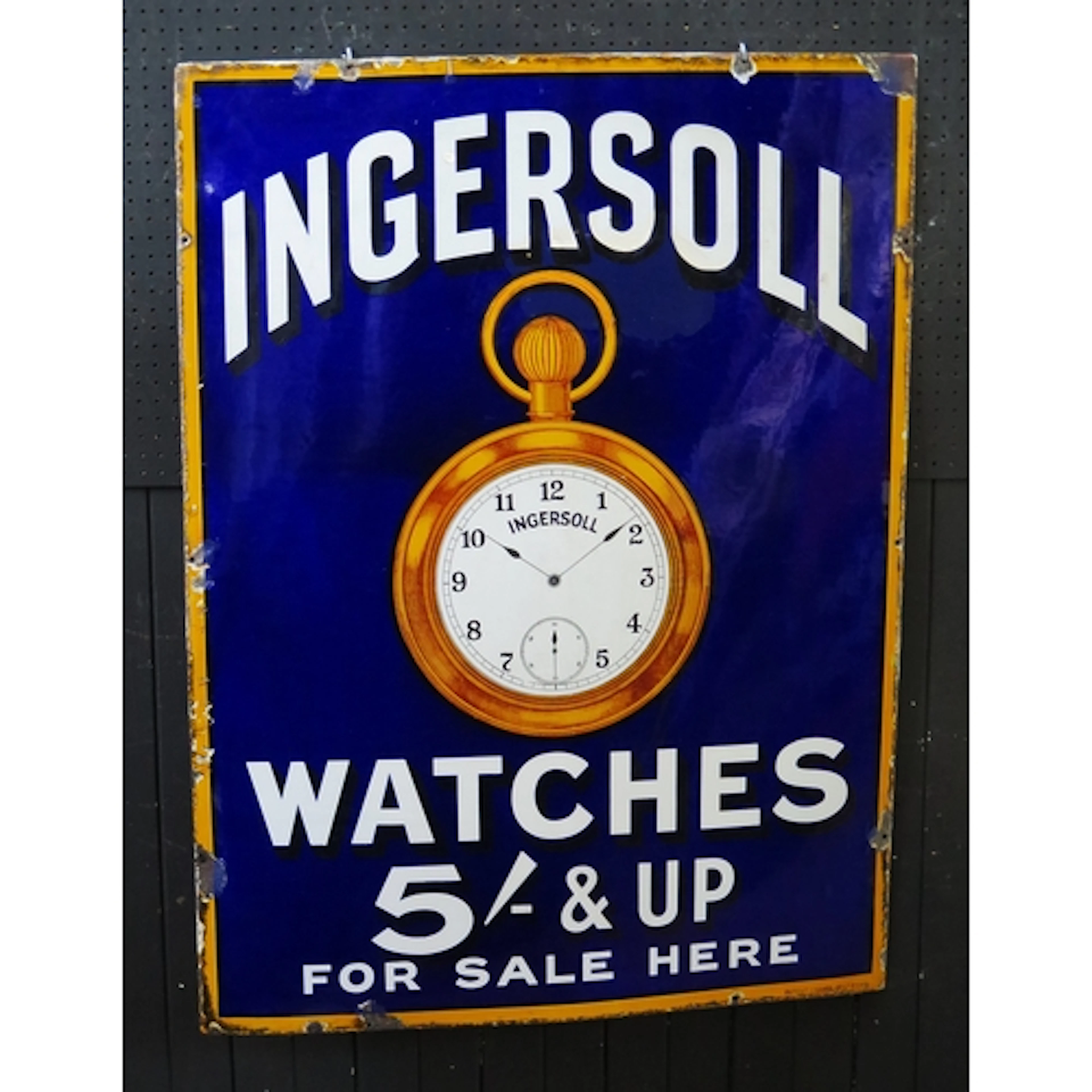 "Ingersoll Watches" - an enamel advertising sign, 102cm x 76...