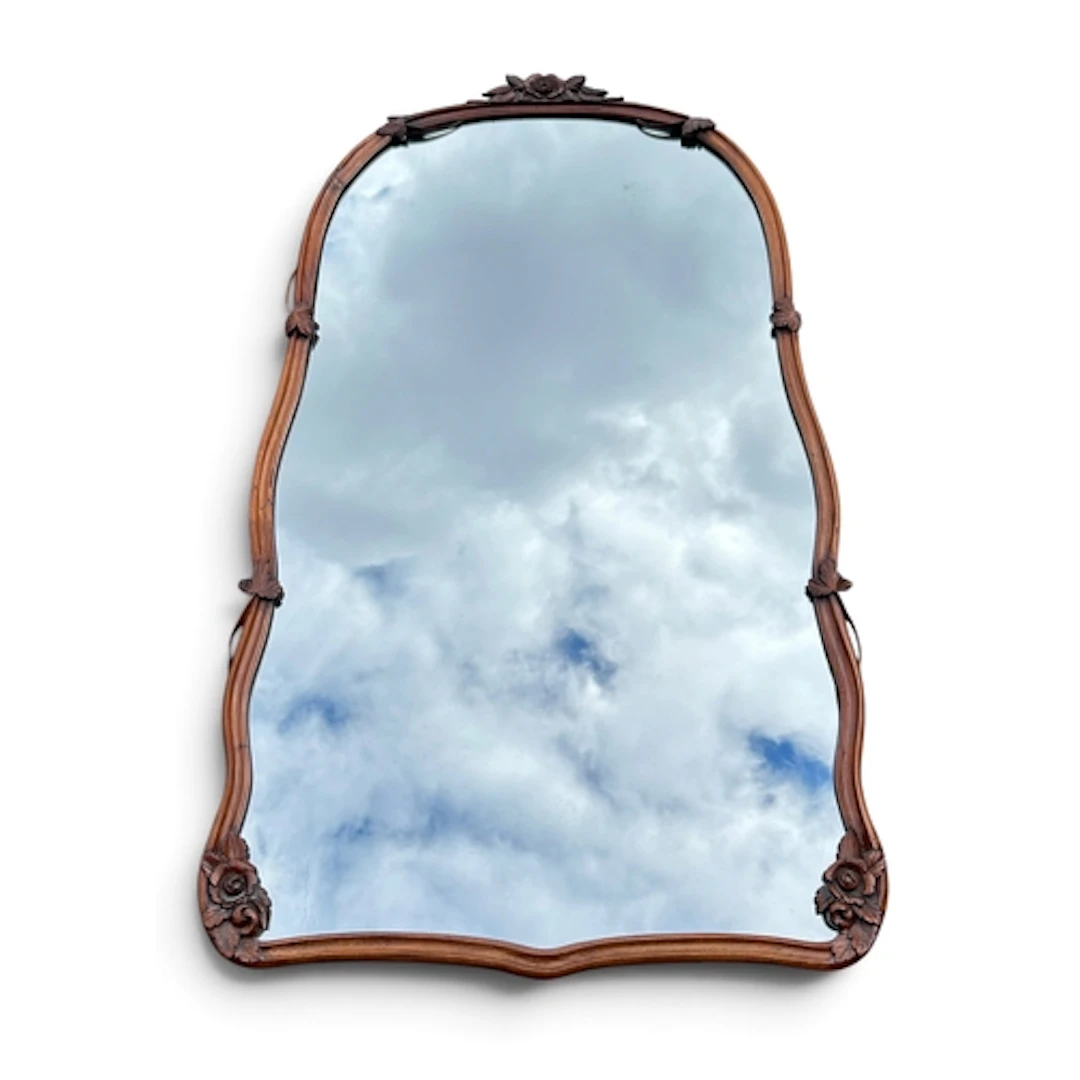VICTORIAN CARVED WALNUT WALL MIRROR 163 x 92 cm...